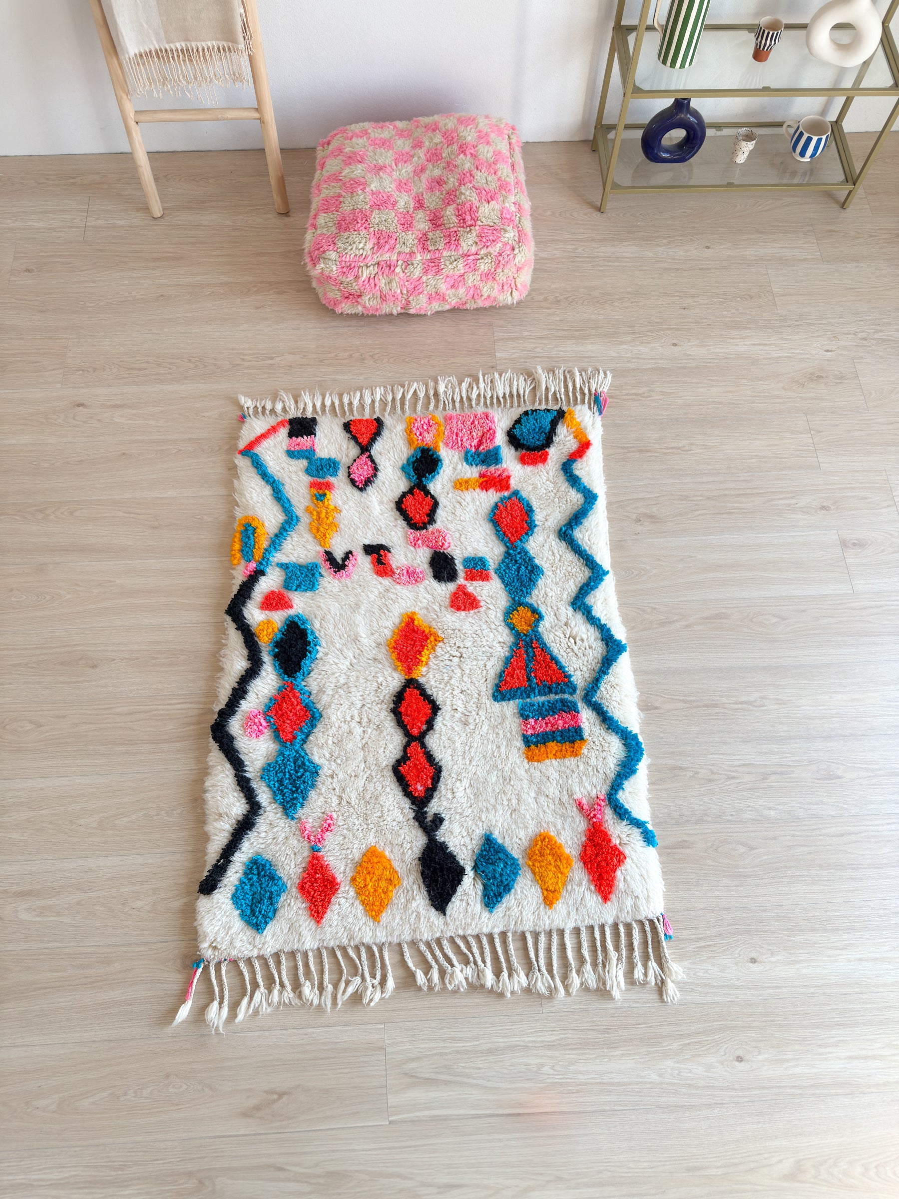 Tapis berbère coloré 102 x 161 cm - n°2474