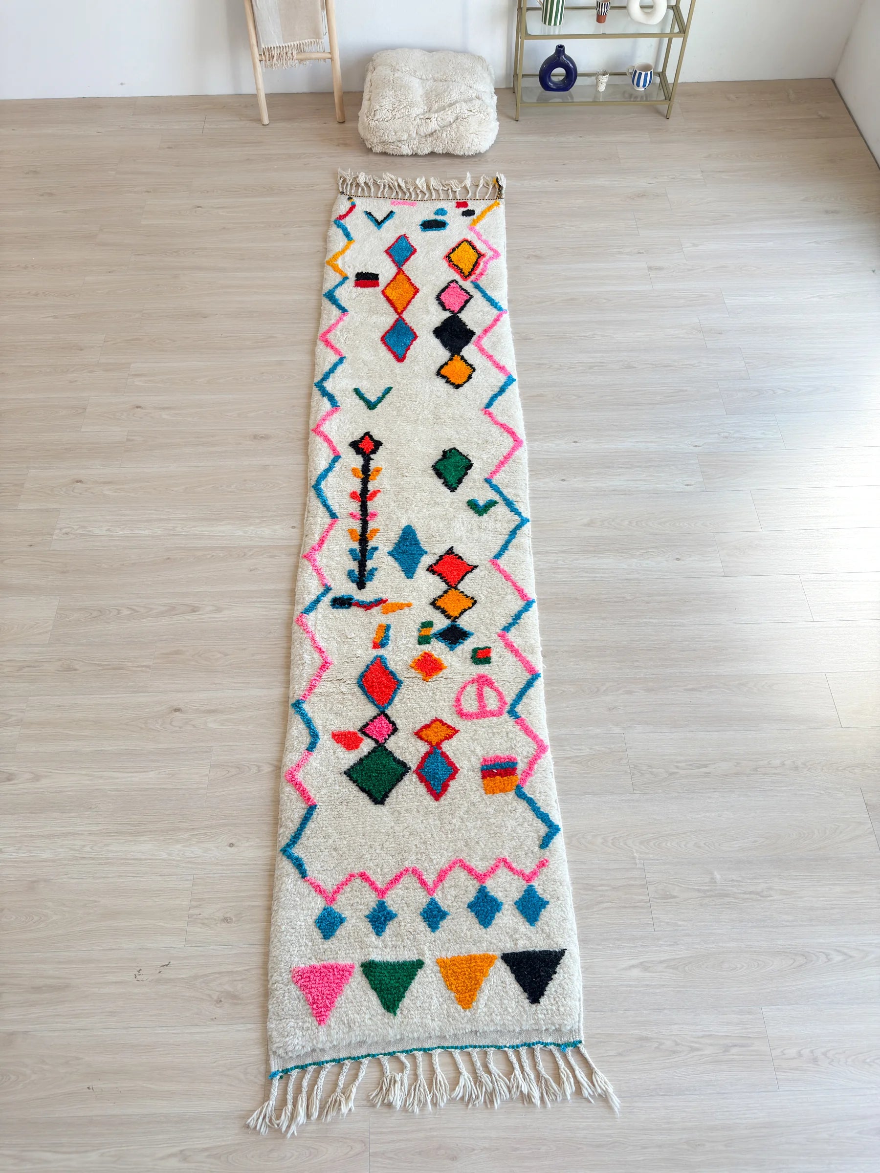 Tapis de couloir berbère coloré 82 x 387 cm - n°2315