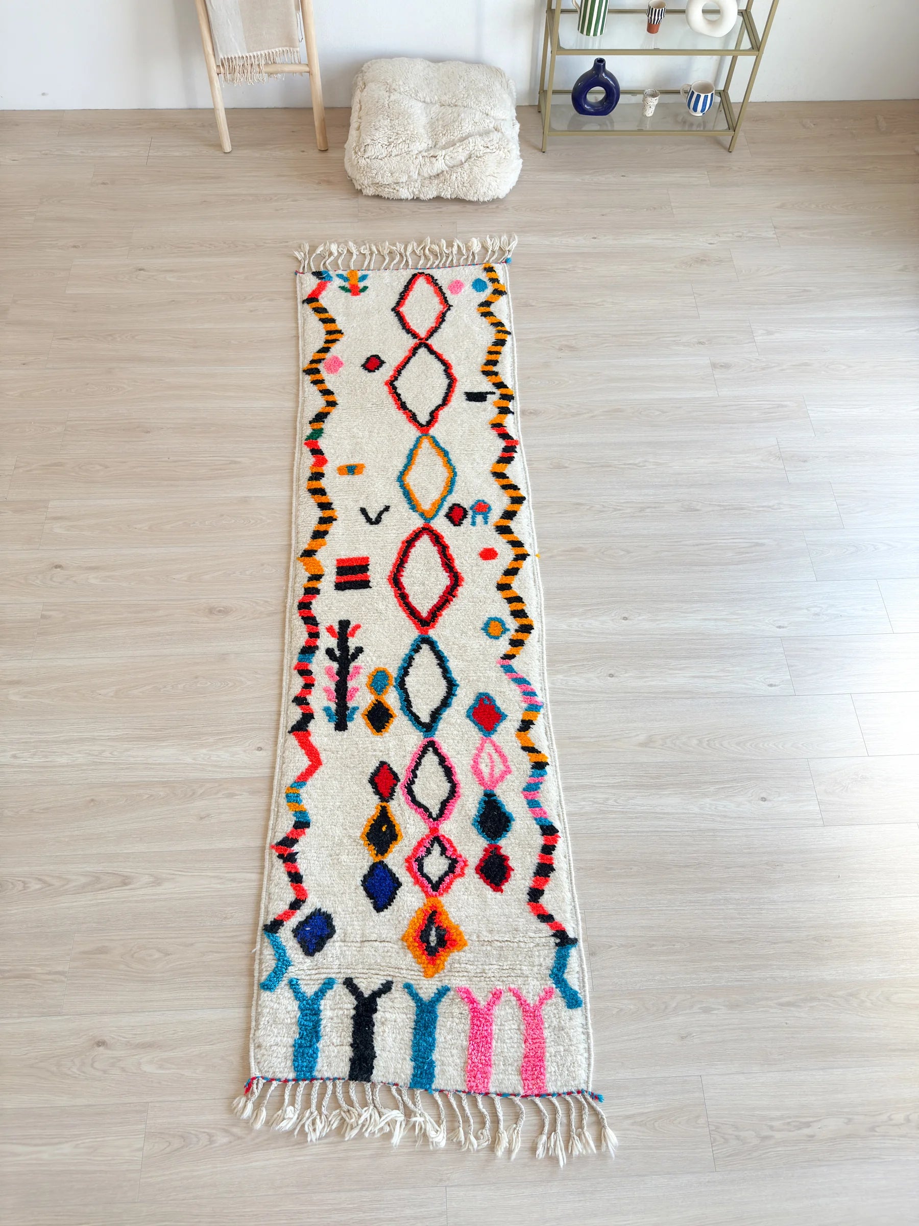 Tapis de couloir berbère coloré 80 x 302 cm - n°2306