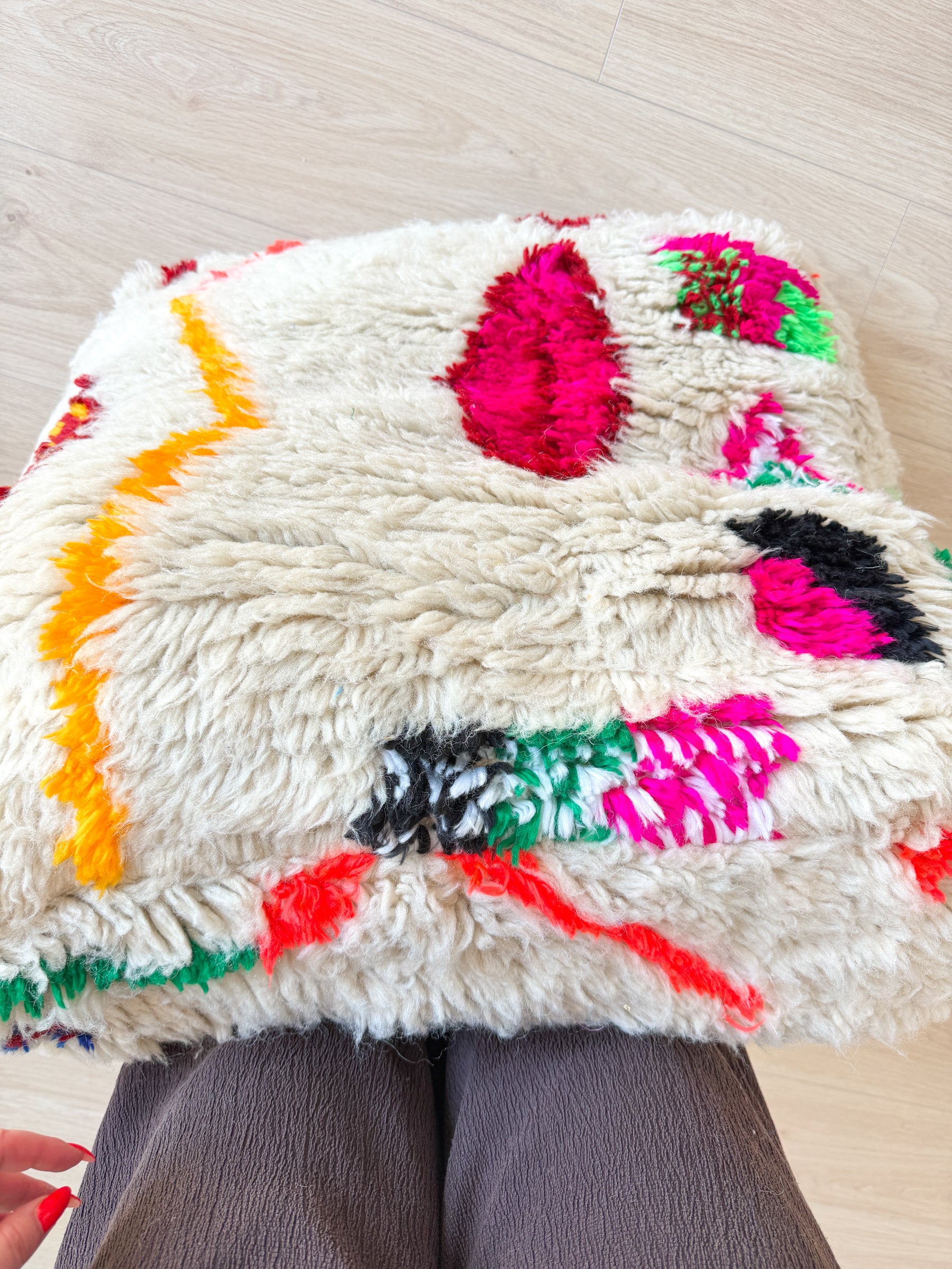 Pouf Marocain, pouf berbère coloré - 60 x 60 cm - n°128