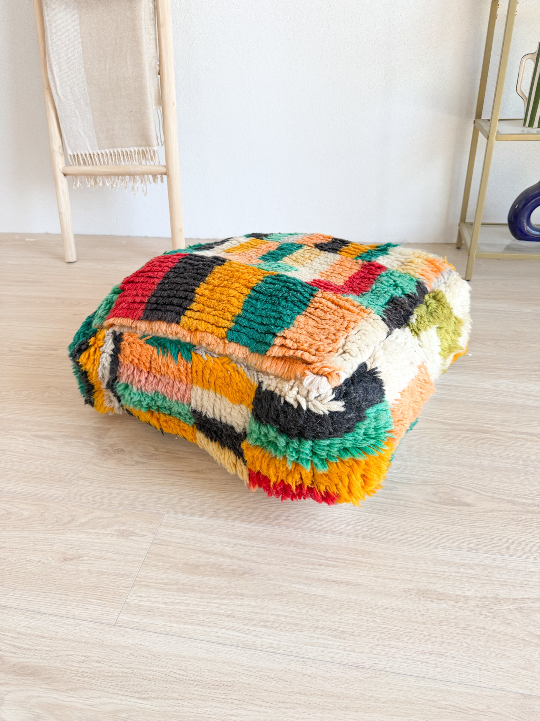 Brouillon - Pouf Marocain, pouf berbère coloré - 60 x 60 cm - n°139
