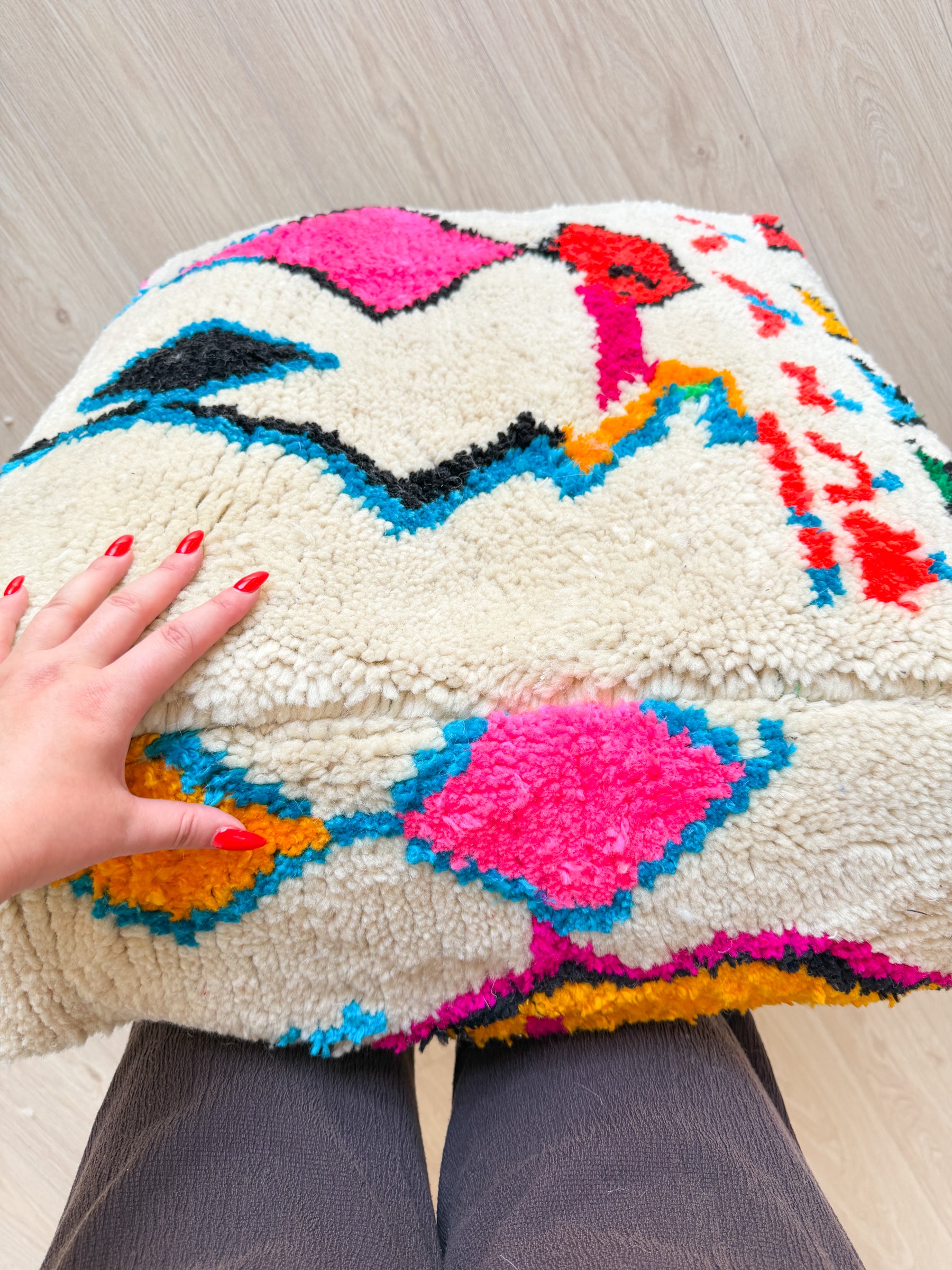 Pouf Marocain, pouf berbère coloré - 60 x 60 cm - n°70