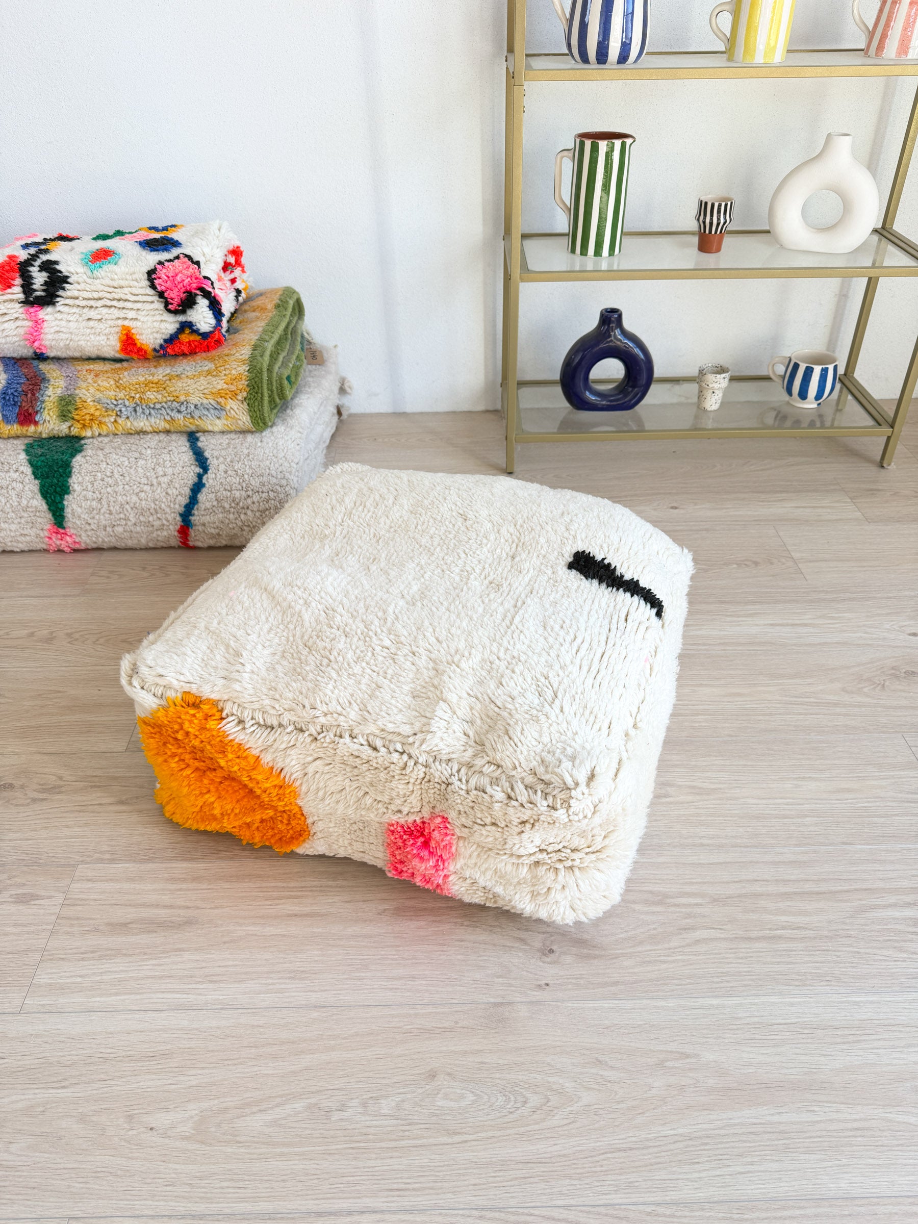 Pouf Marocain, pouf berbère coloré - 60 x 60 cm - n°78