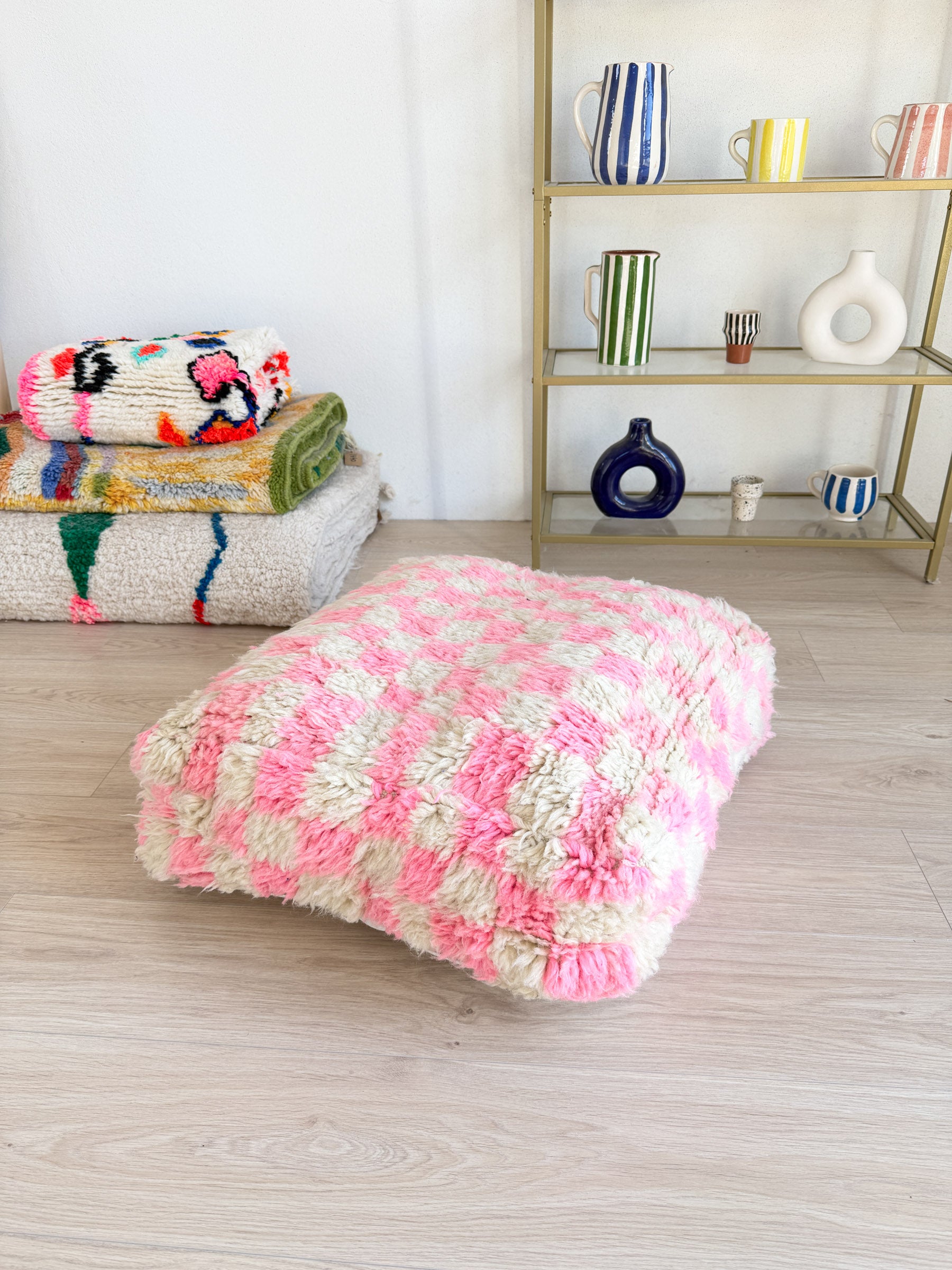 Pouf Marocain, pouf berbère coloré - 60 x 60 cm - n°85