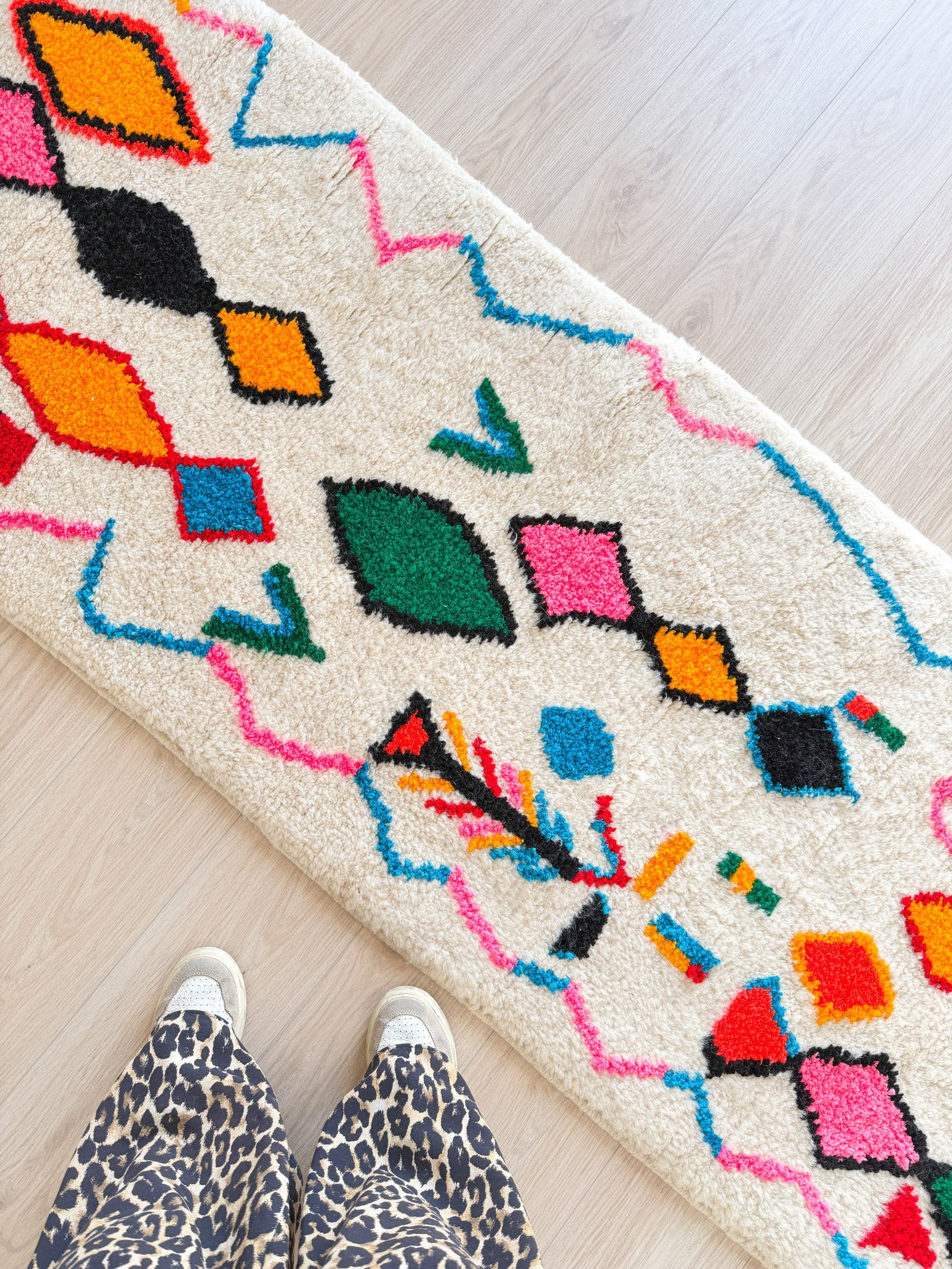 Tapis de couloir berbère coloré 80 x 383 cm - n°2324