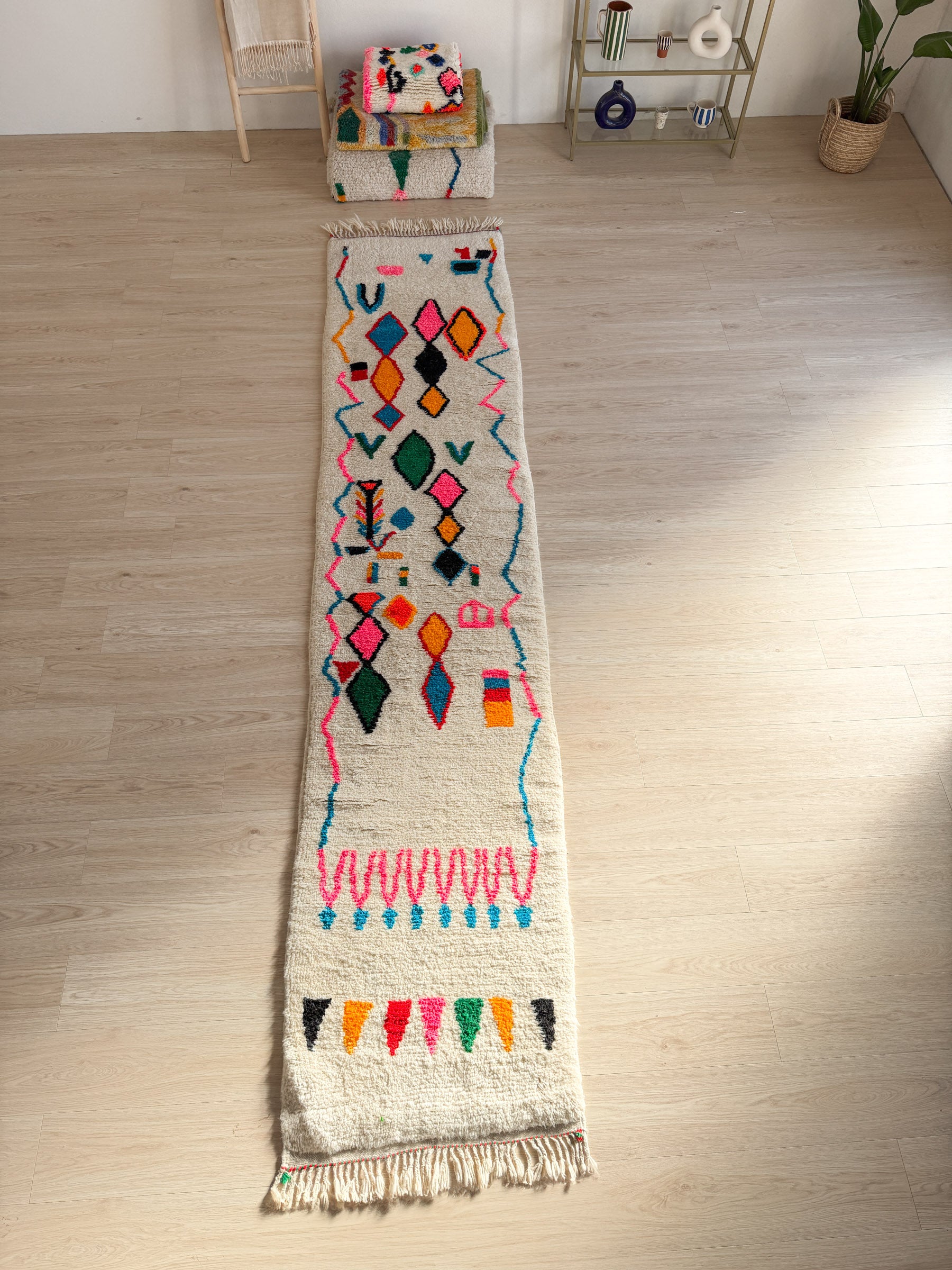 Farbenfroher Berber-Läuferteppich 80 x 383 cm - Nr. 2324