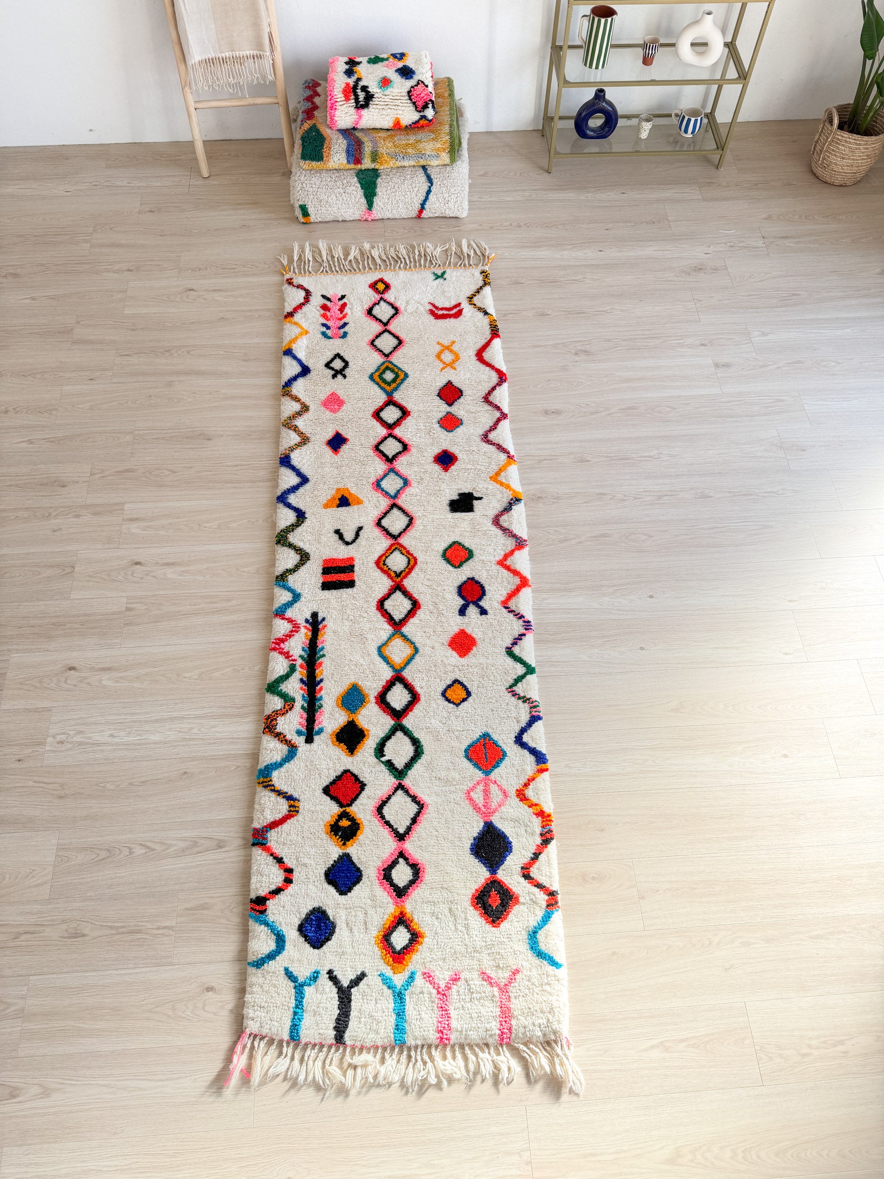 Tapis de couloir berbère coloré 87 x 310 cm - n°2334