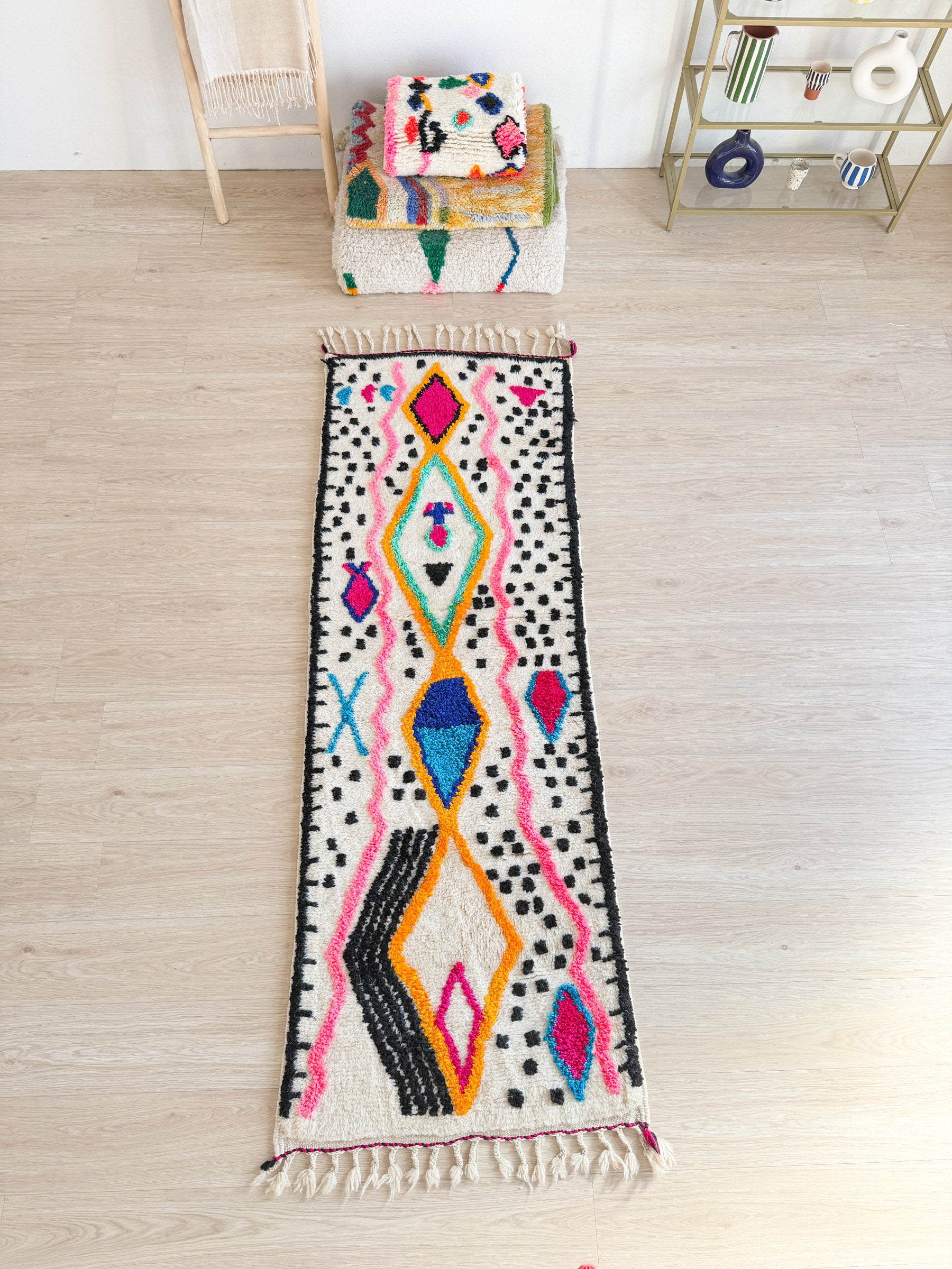 Tapis de couloir berbère coloré 80 x 250 cm - n°2323