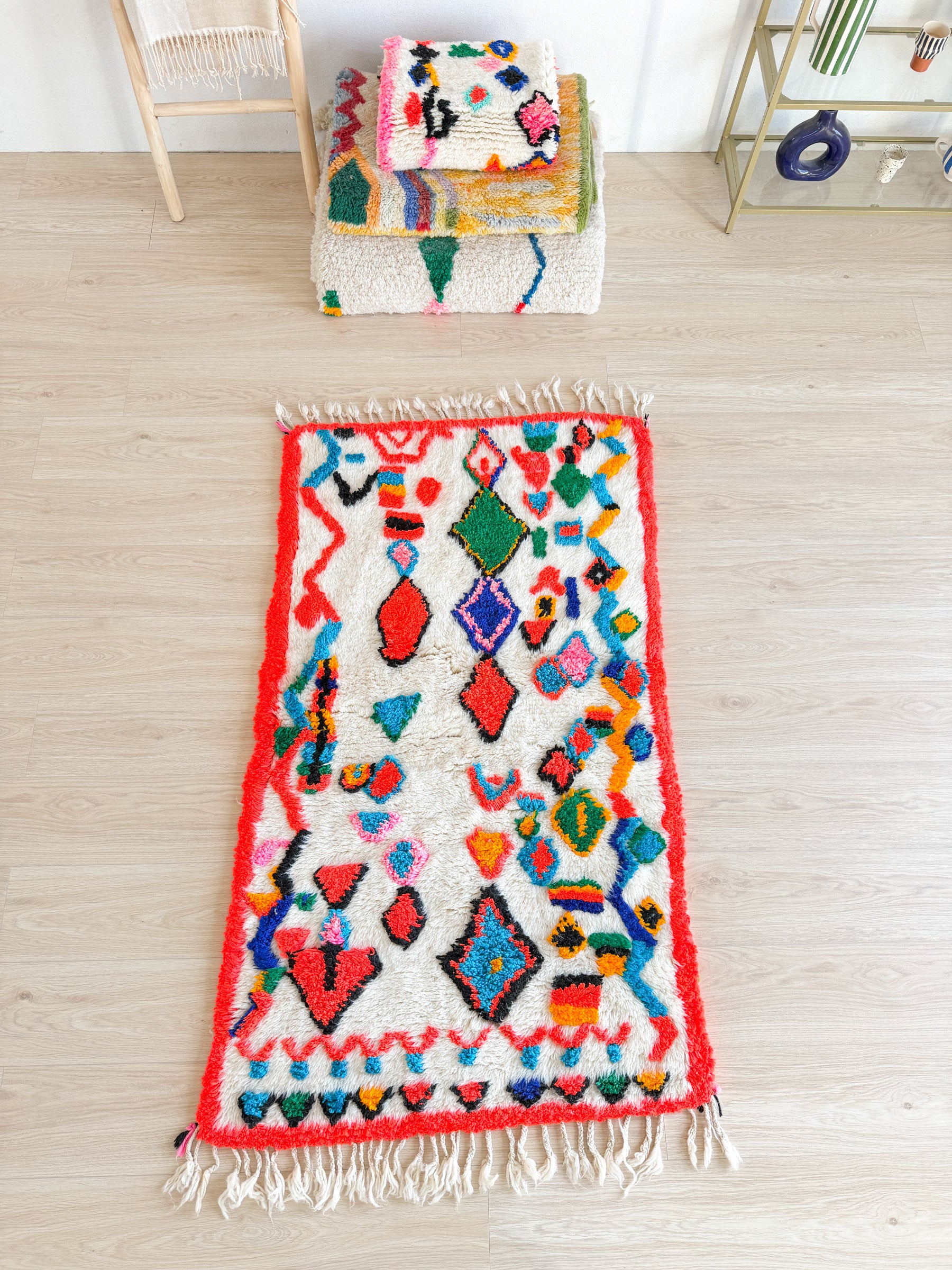 Tapis berbère coloré 95 x 180 cm - n°2427