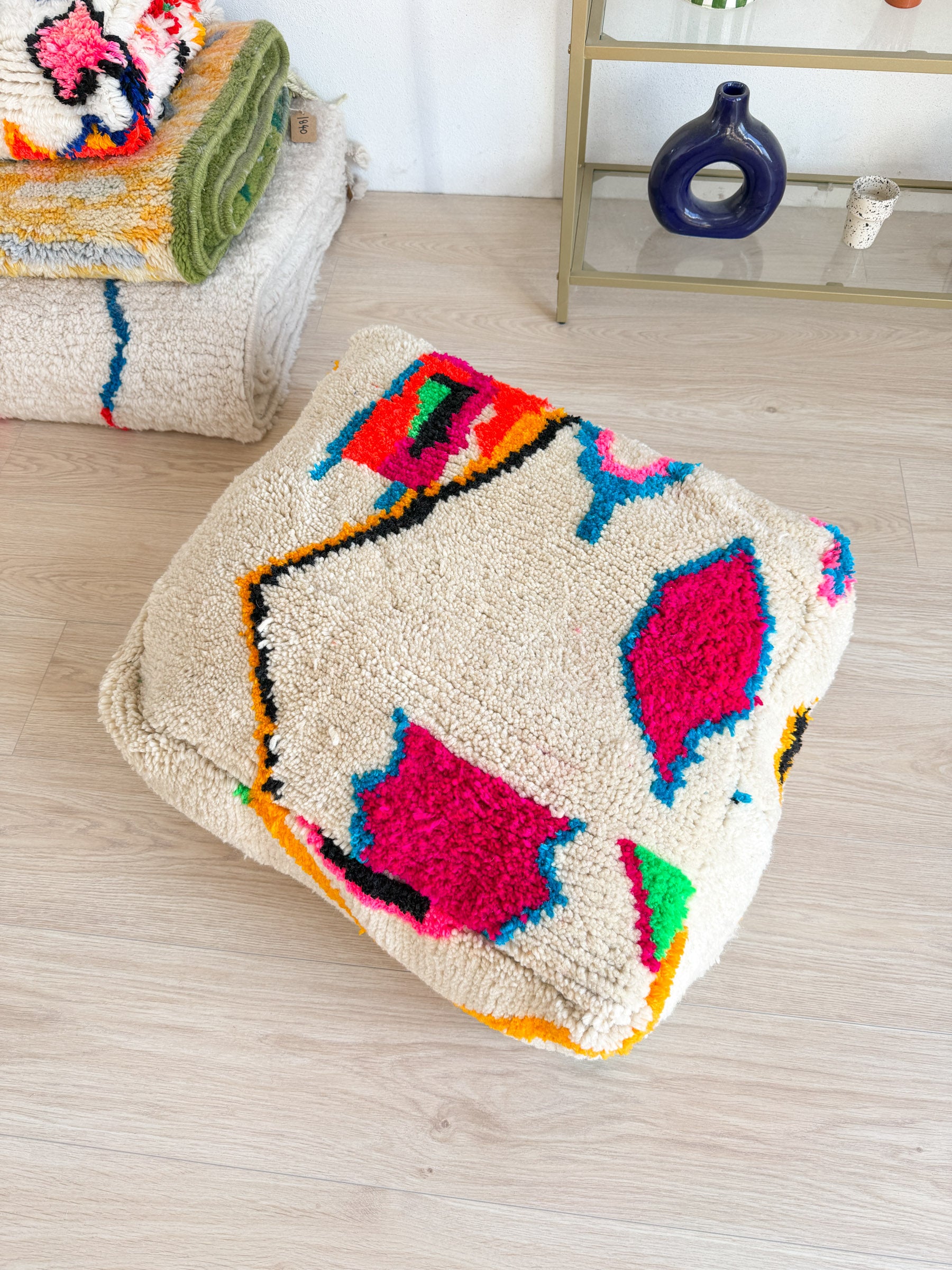 Pouf Marocain, pouf berbère coloré - 60 x 60 cm - n°79