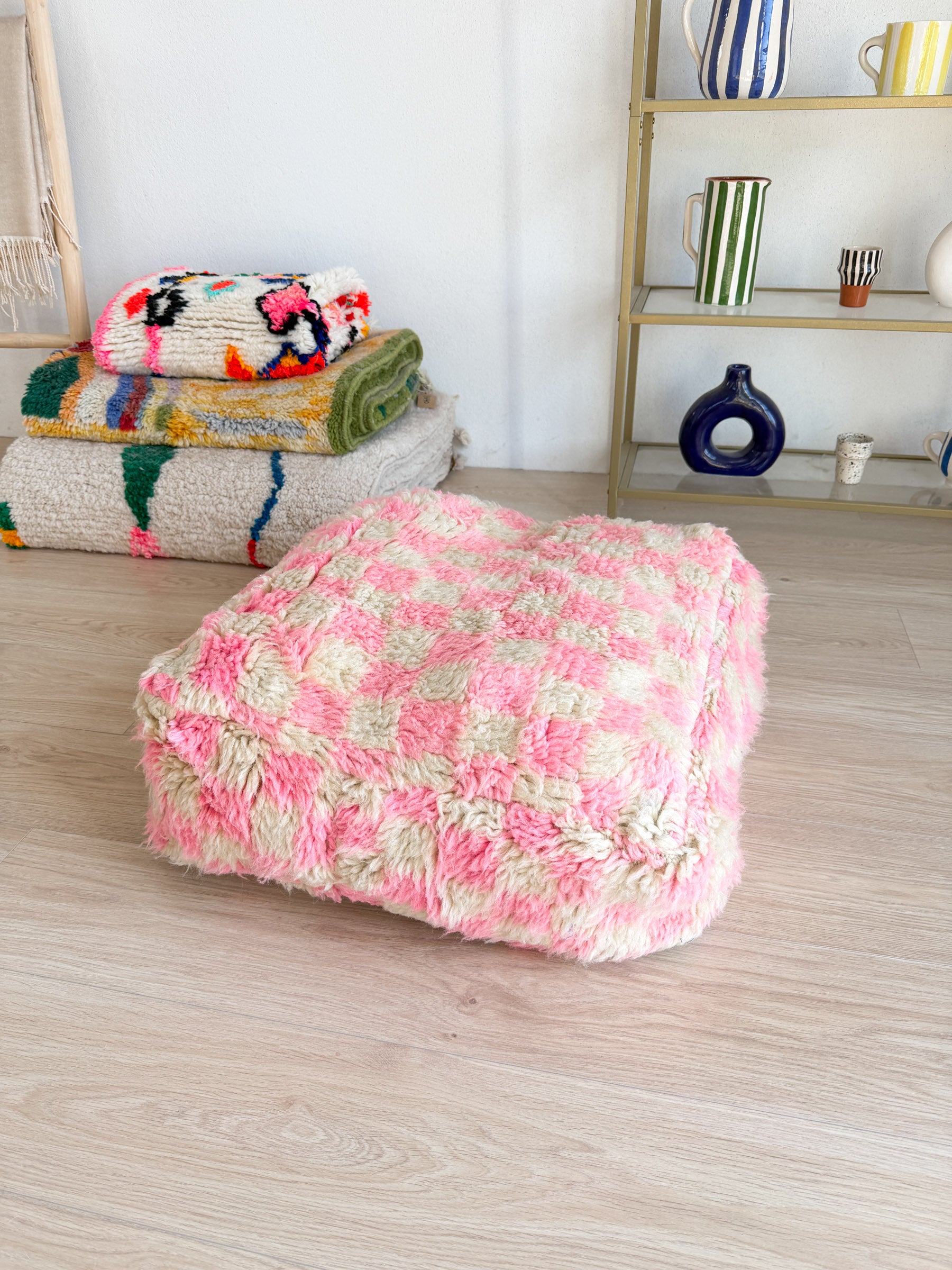 Pouf Marocain, pouf berbère coloré - 60 x 60 cm - n°67