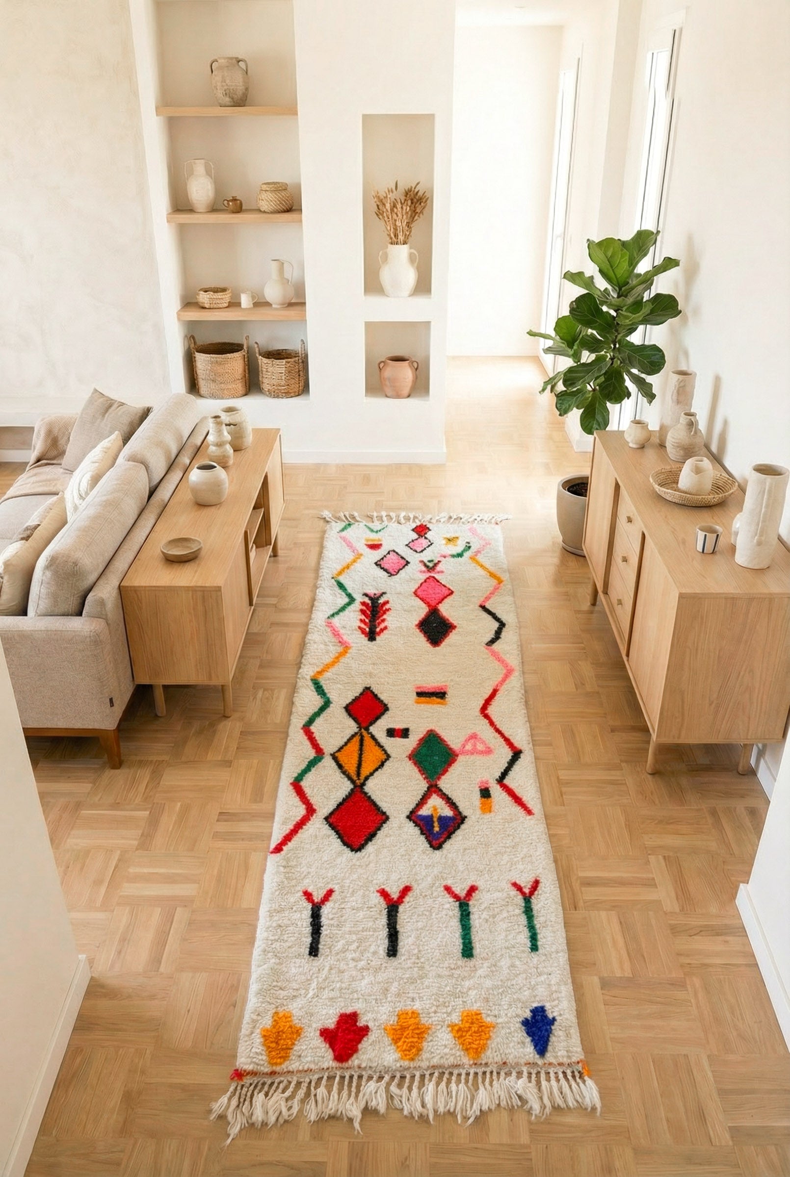 Tapis de couloir berbère coloré 84 x 251 cm - n°2374