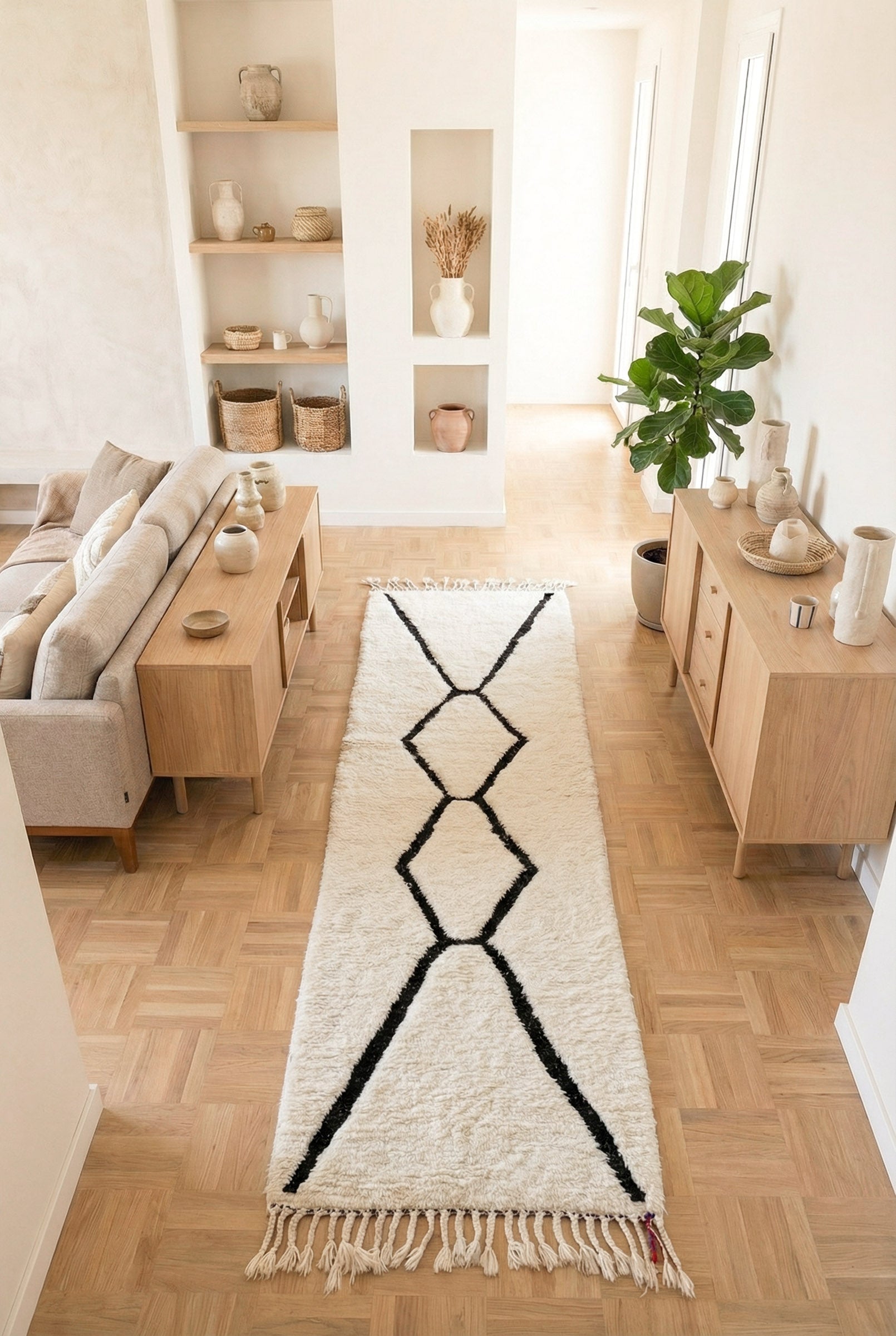 Beni Ouarain Läuferteppich 88 x 275 cm - Nr. 2343