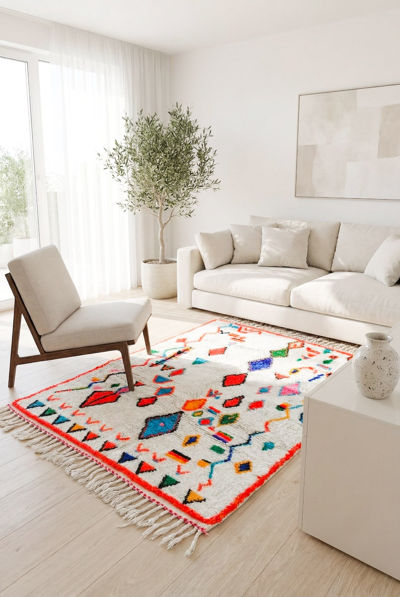 Bunter Berberteppich 147 x 218 cm - Nr. 2428