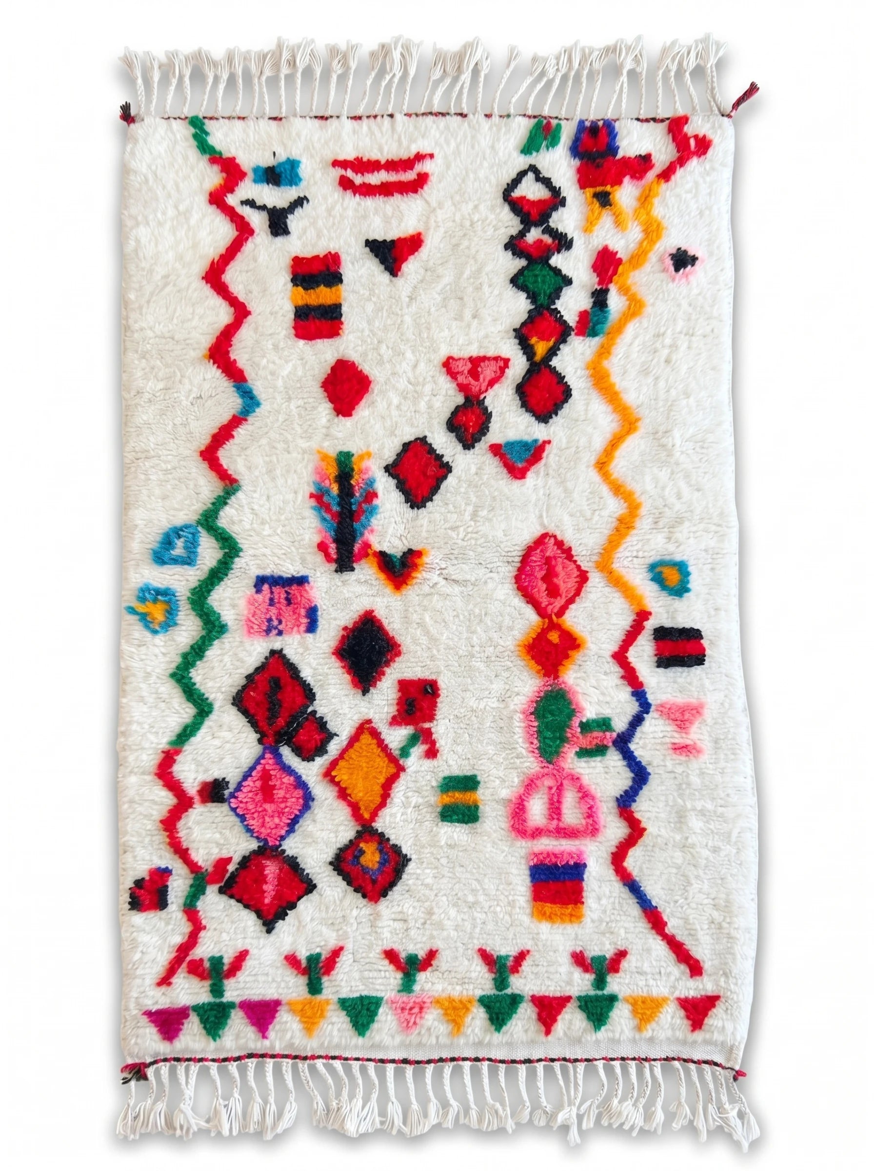 Tapis berbère coloré 106 x 204 cm, fait main en laine | Tamazi
