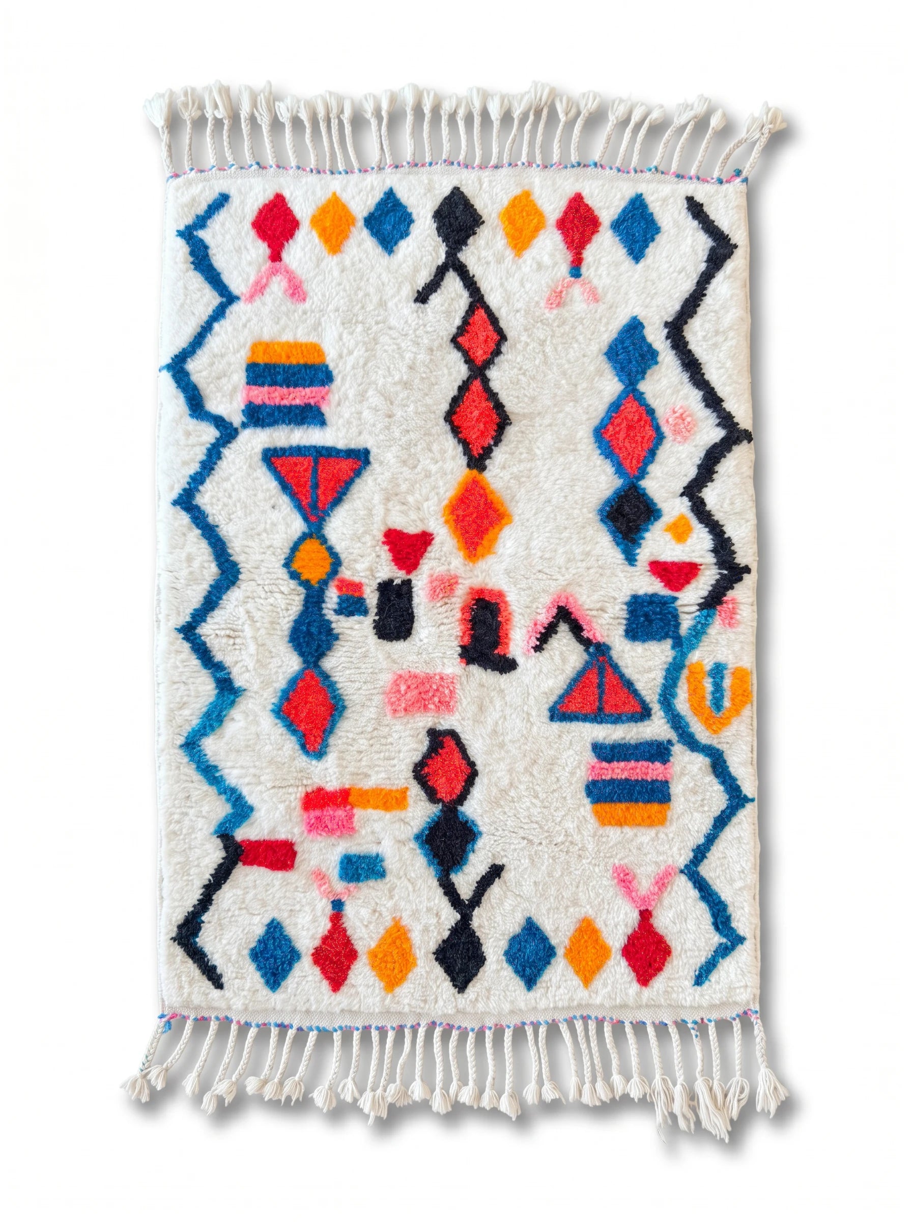 Tapis berbère coloré 99 x 177 cm, fait main en laine | Tamazi