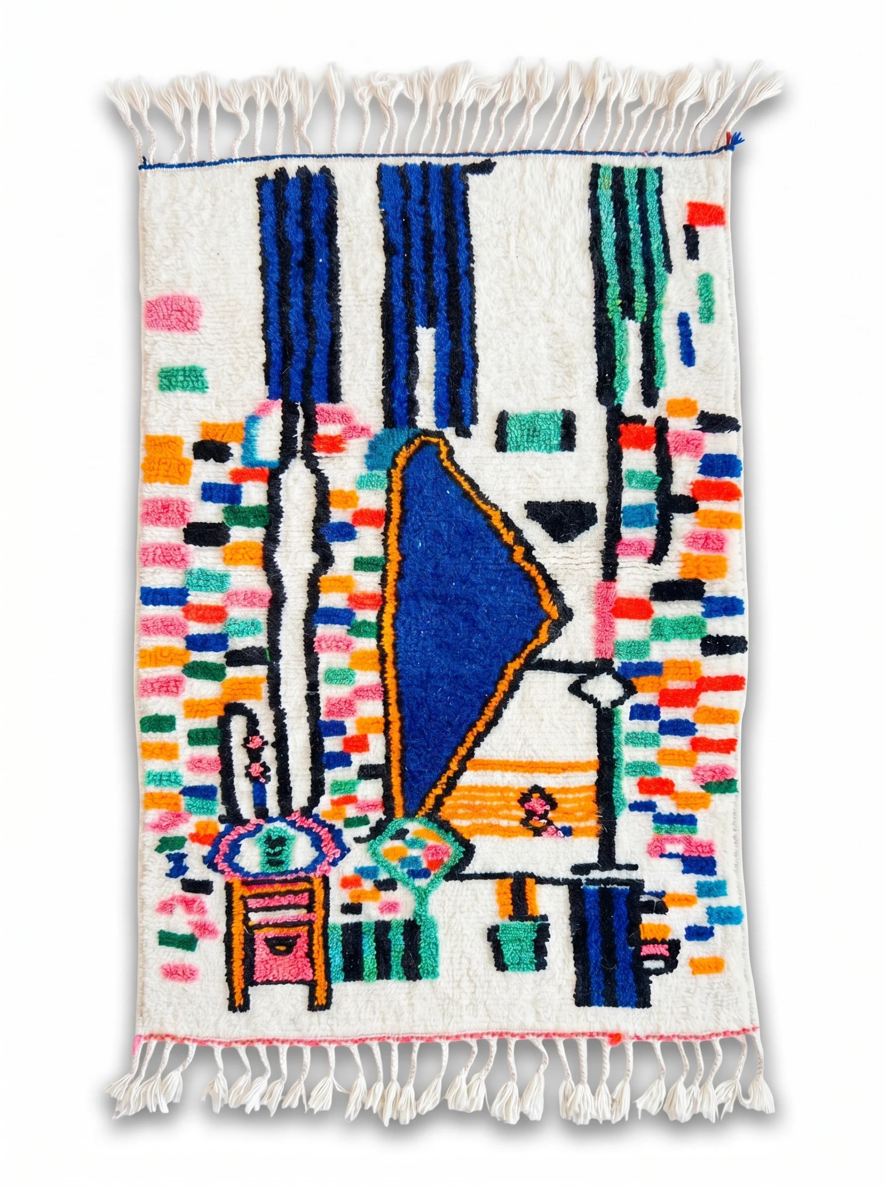 Tapis berbère coloré 99 x 185 cm, fait main en laine | Tamazi