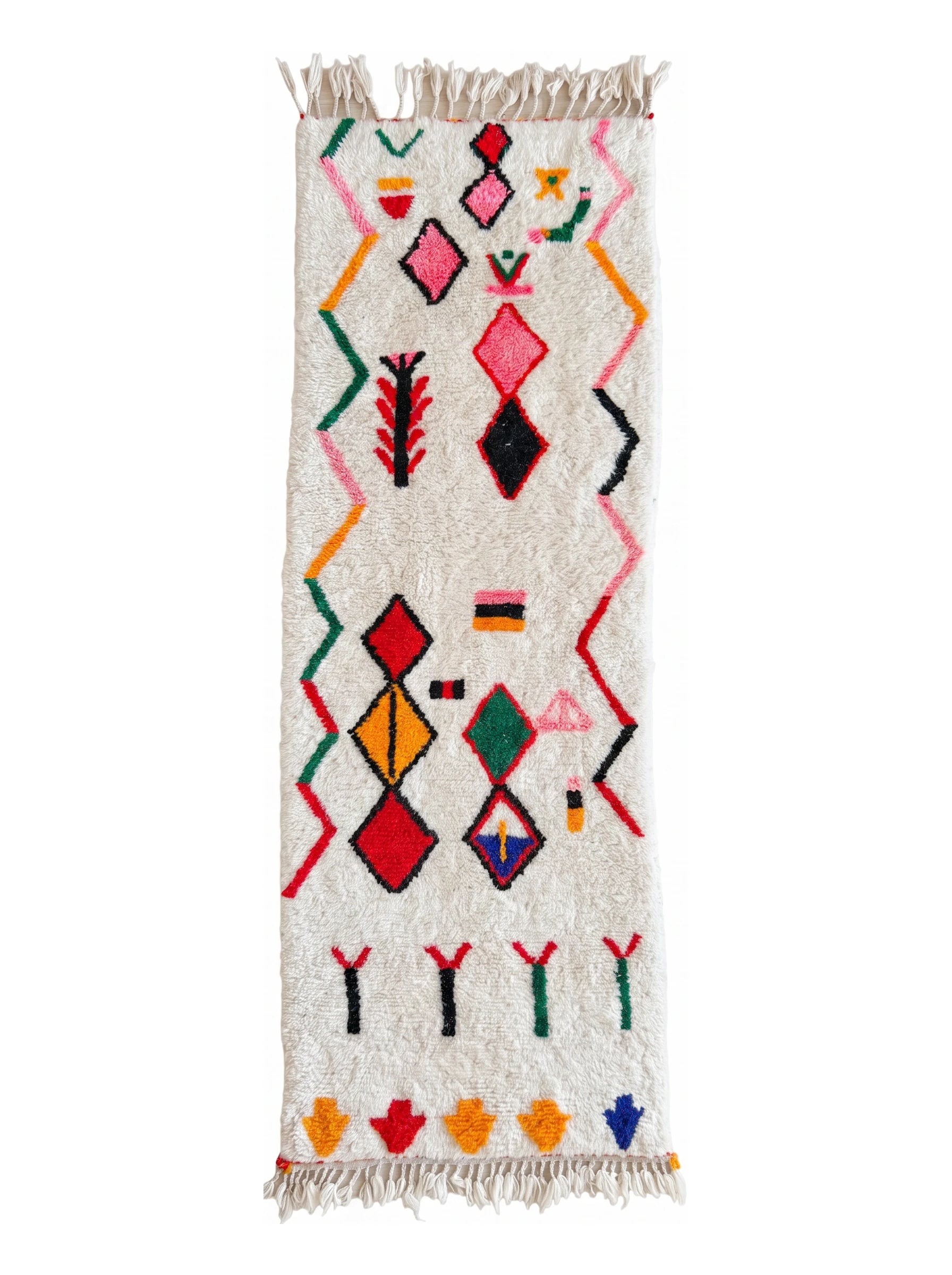 Tapis de couloir berbère coloré 84 x 251 cm, fait main en laine | Tamazi