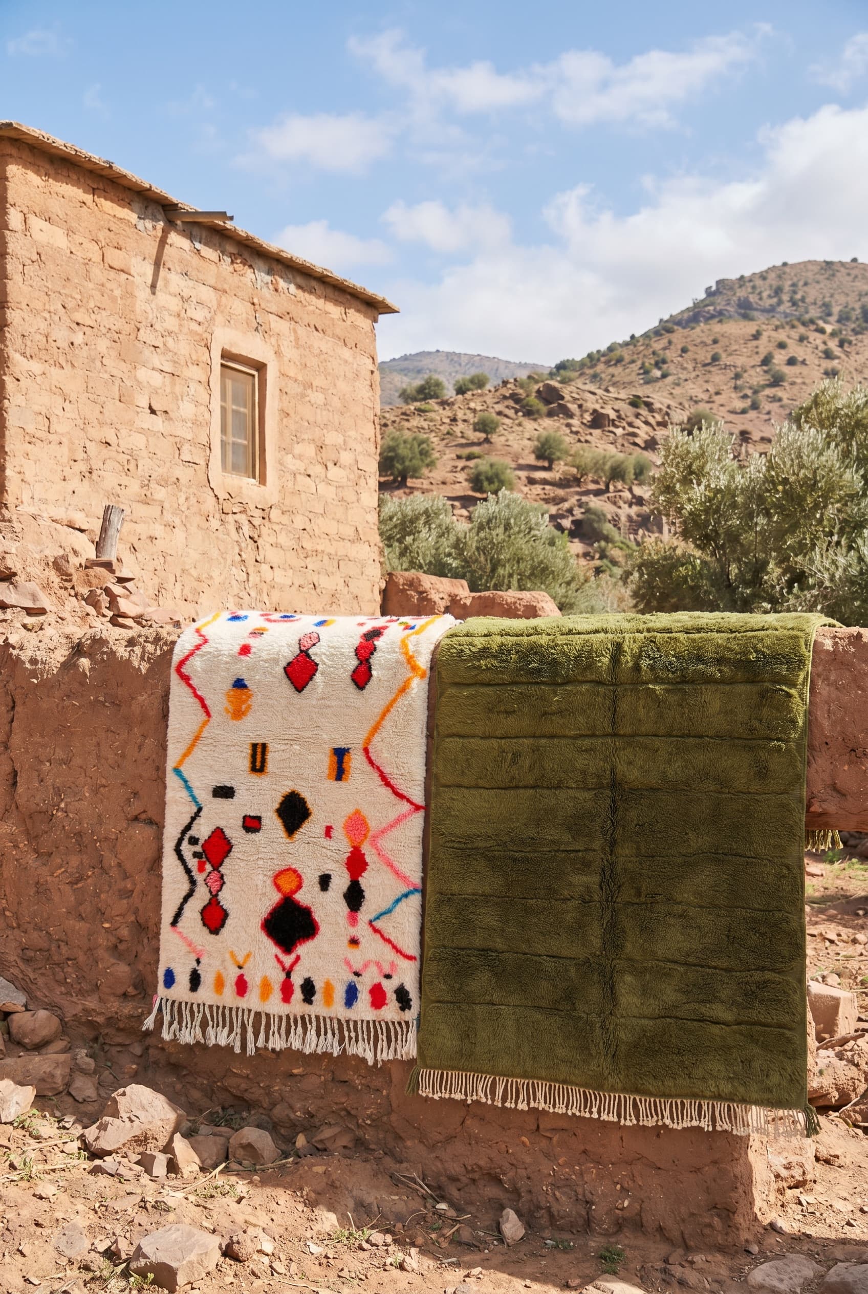 Tapis berbères Azilal et M’rirt présentés dans les montagnes de l’Atlas marocain