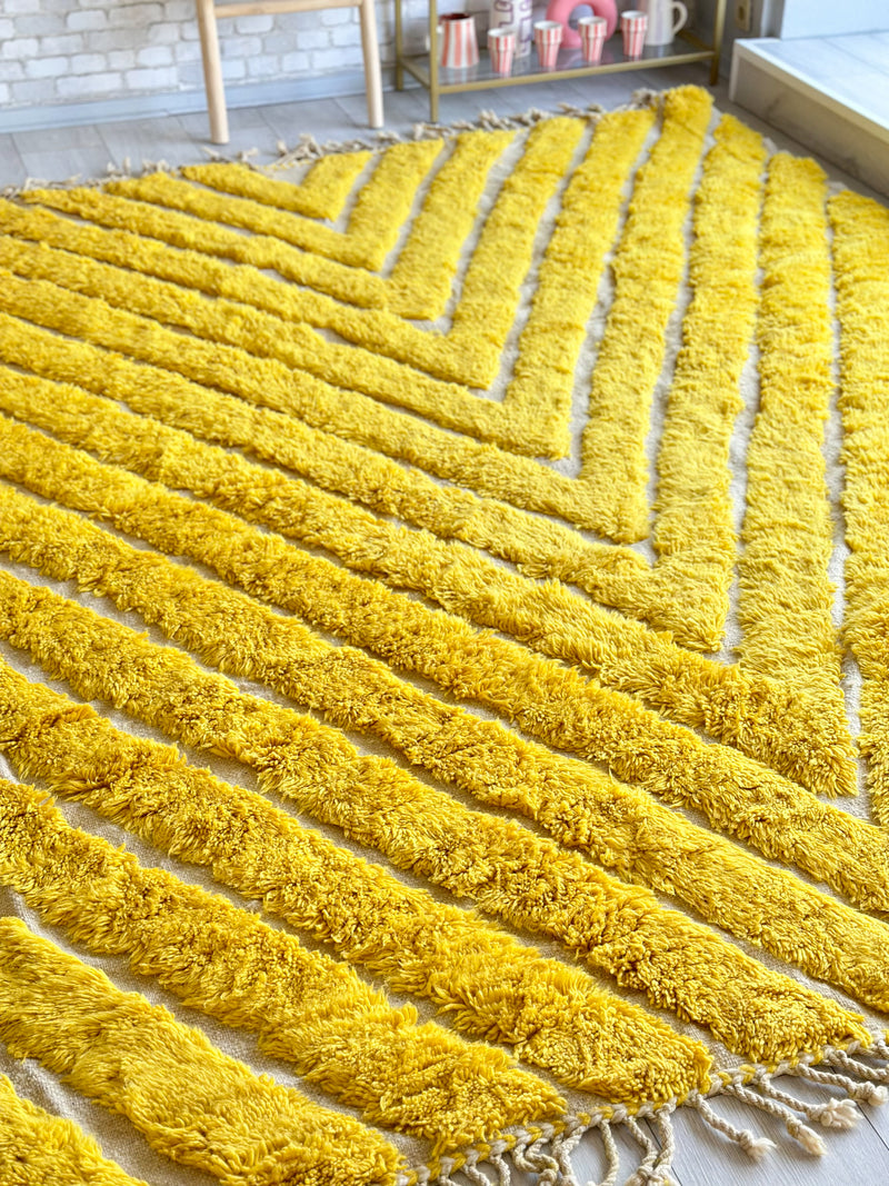 Tapis berbère jaune, Beni Ouarain coloré - n°685