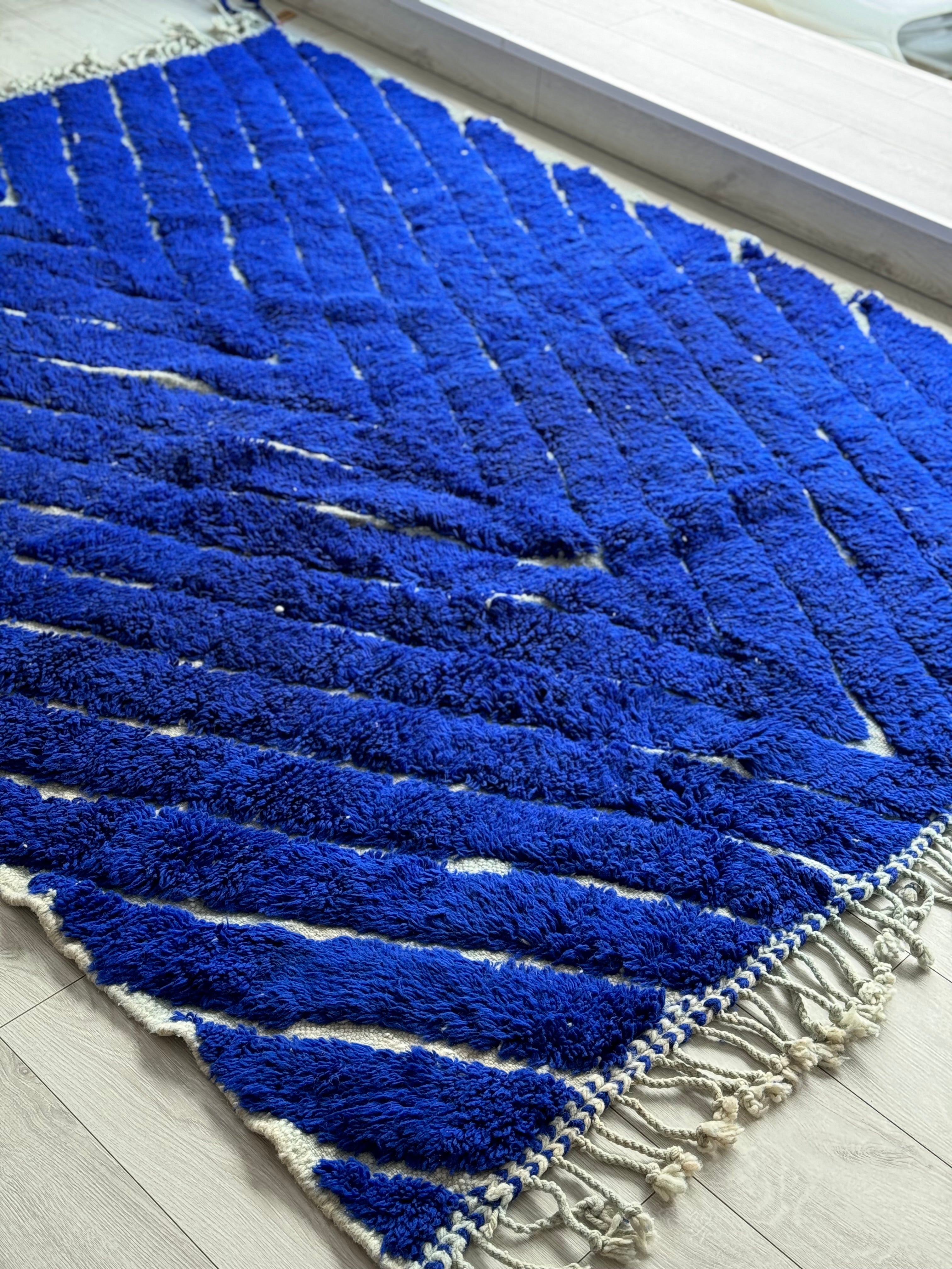 Majorelle Blue Beni Ourain Rug 203 x 273 cm / 6.7 x 9.0 ft - n°1183