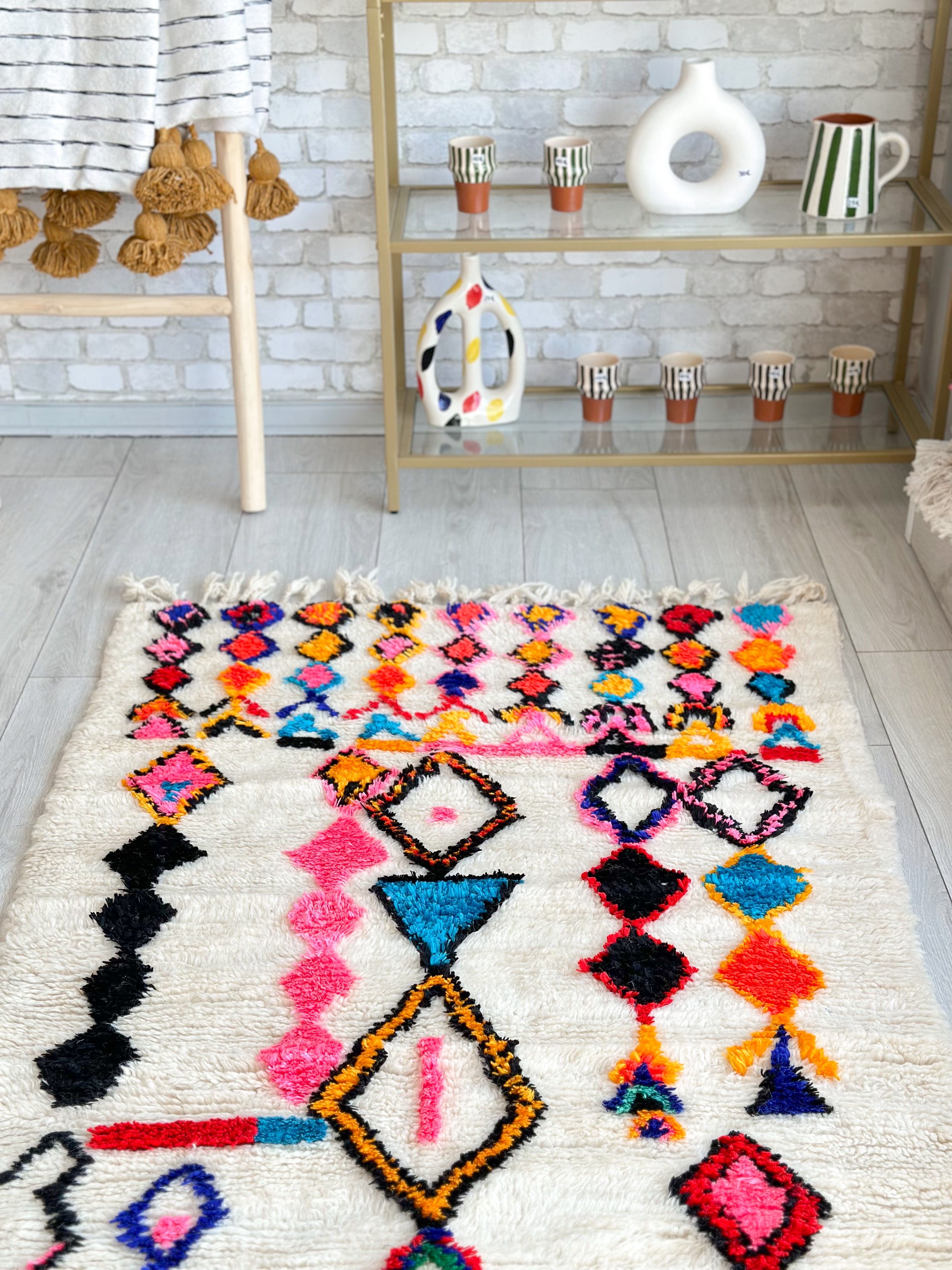 Colorful Berber rug 91 x 165 cm - n°642