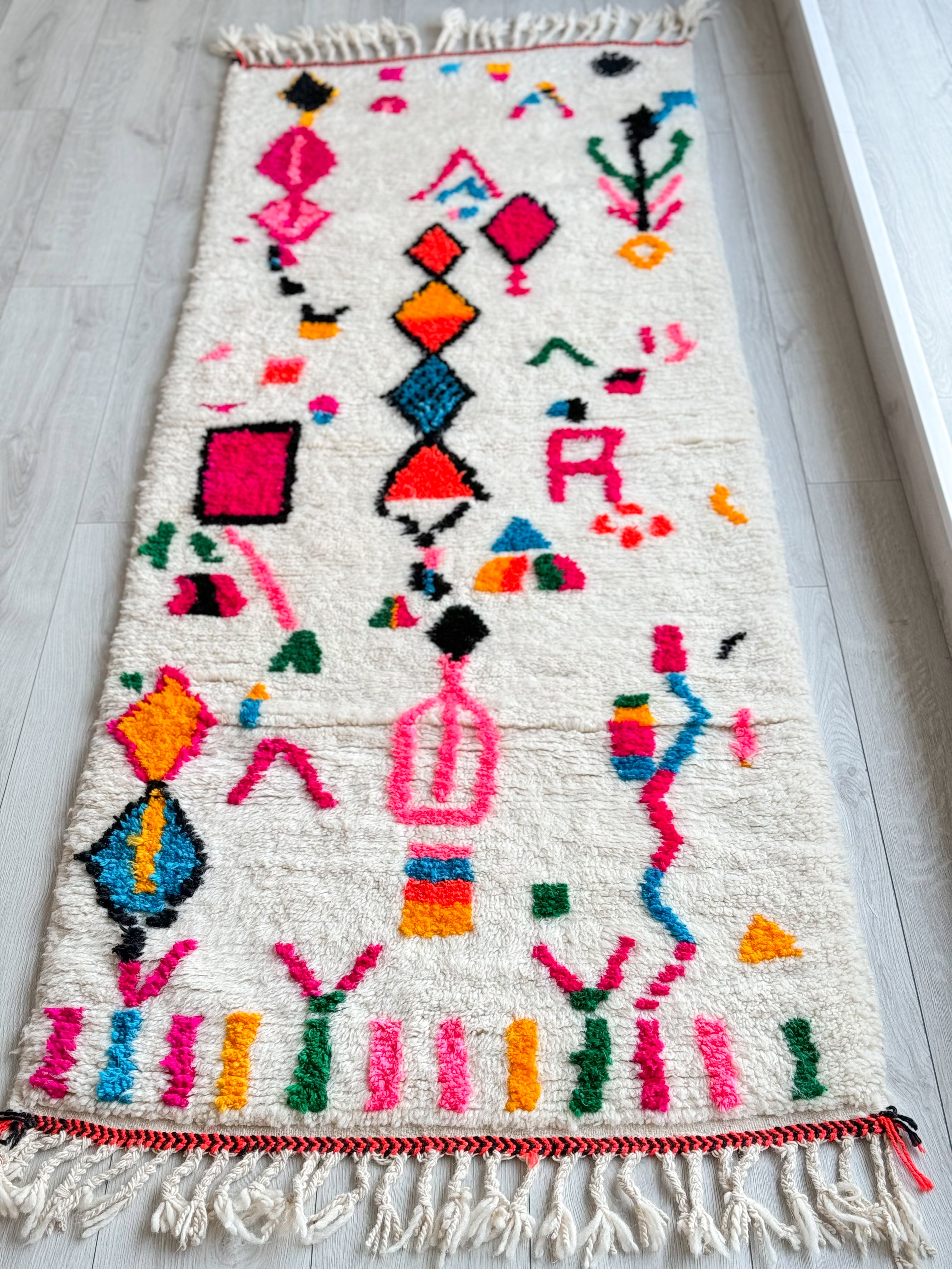 Colorful Berber hallway rug 90 x 260 cm - n°862