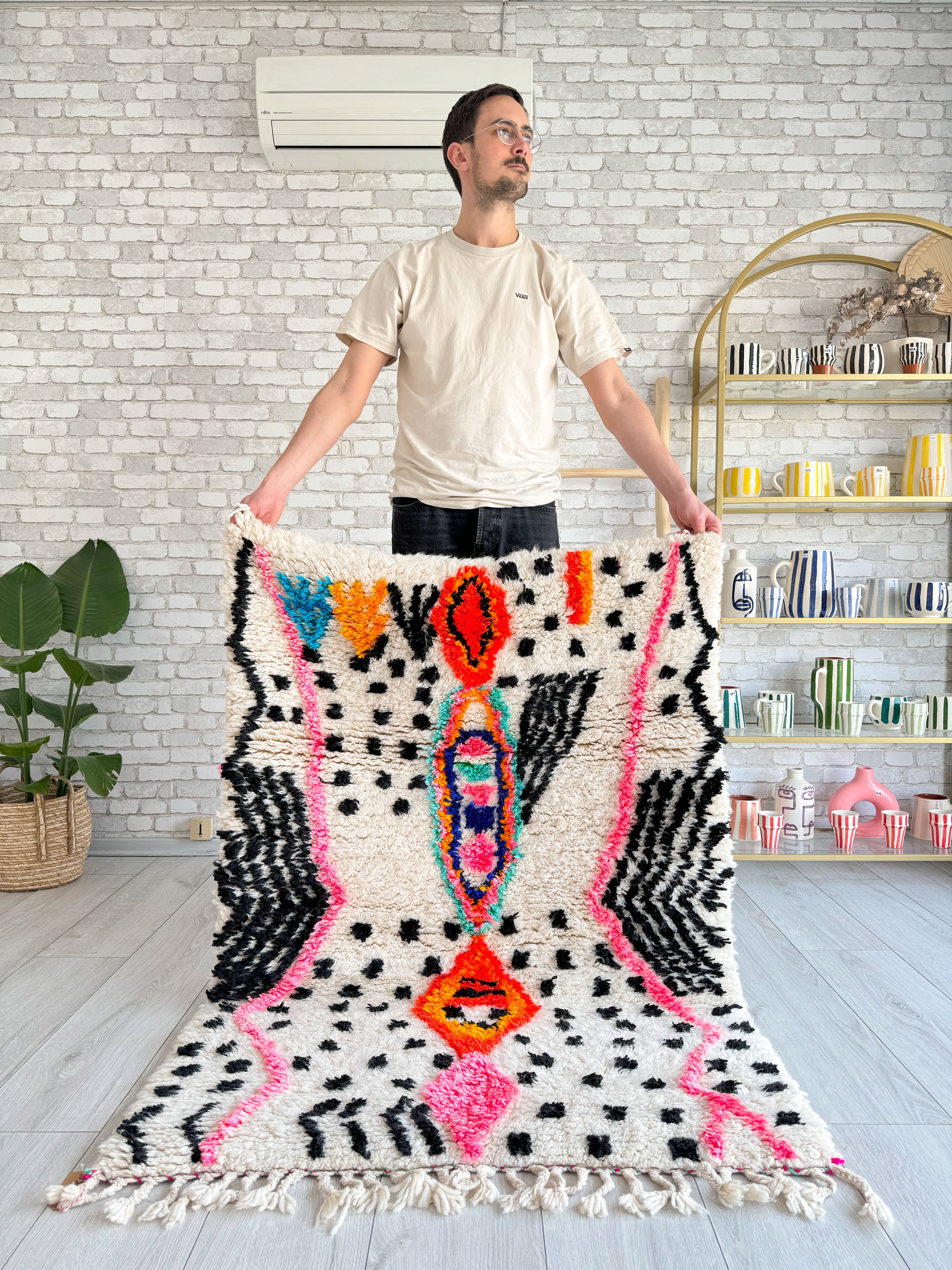 Colorful Berber shaggy rug 103 x 155 cm - n°908