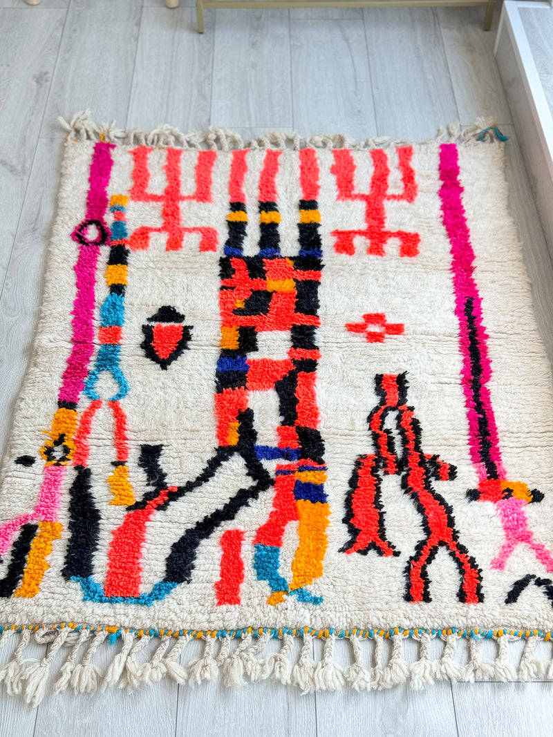 Colorful Moroccan Rug 103 x 140 cm / 3.4 x 4.6 ft - n°1219