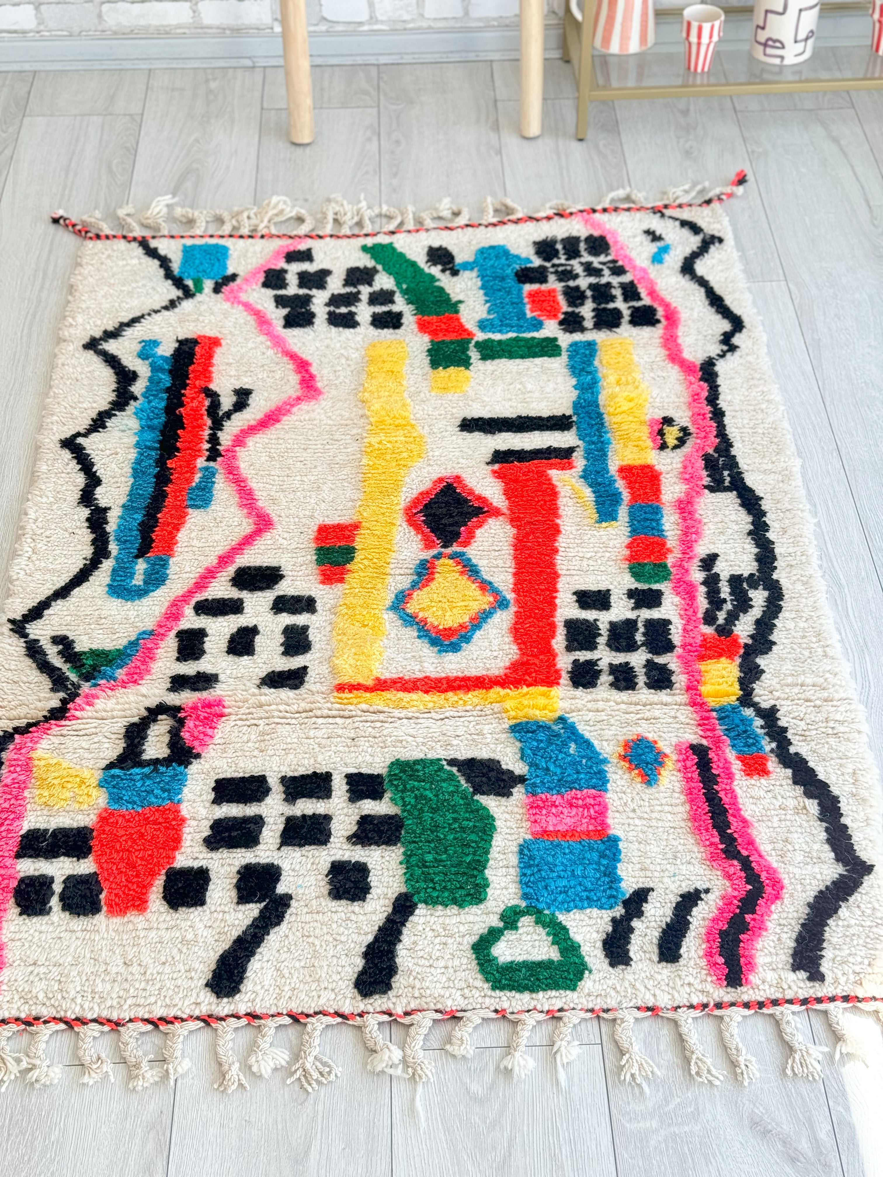 Tapis berbère coloré 106 x 159 cm - n°1041