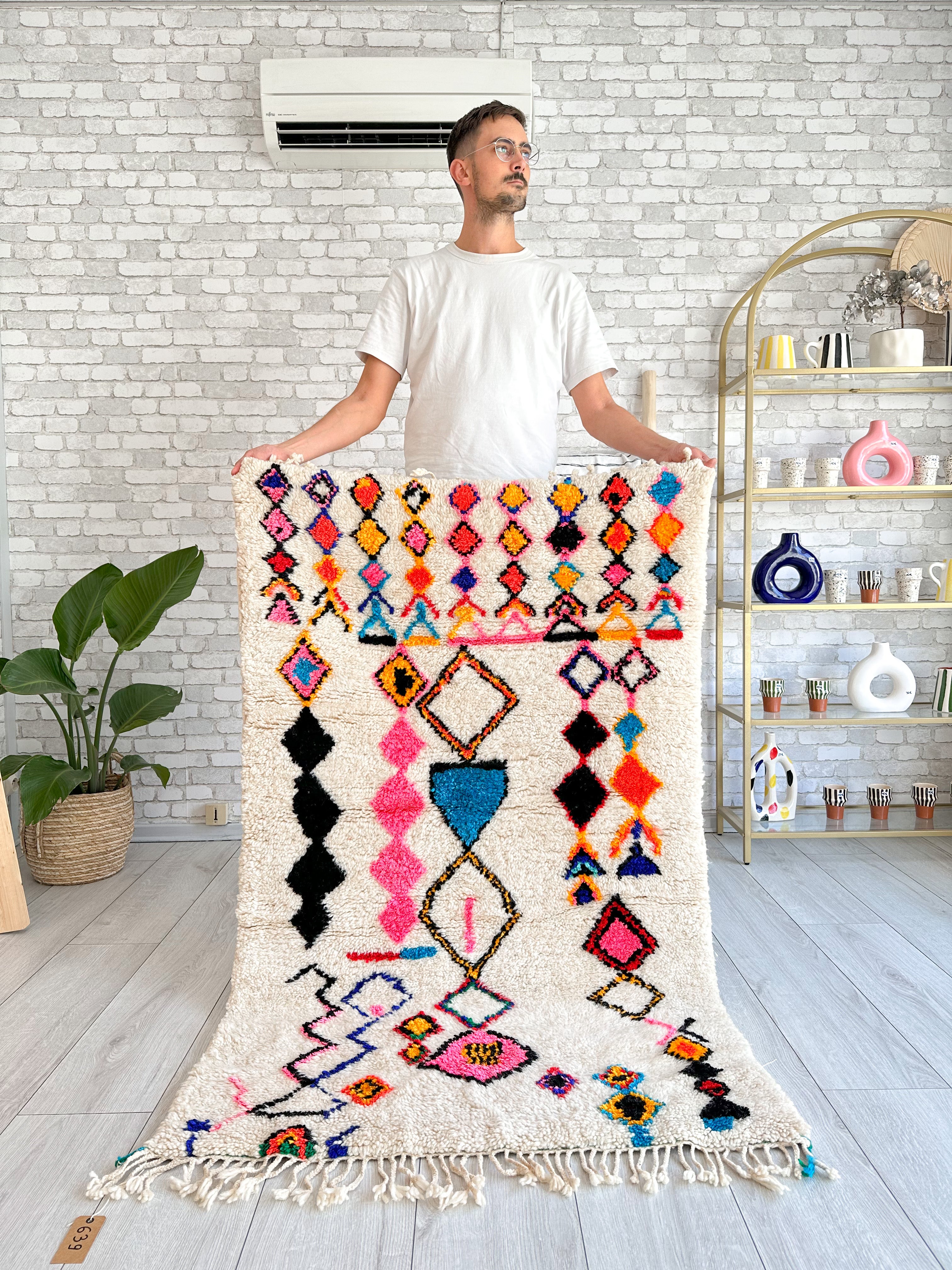 Colorful Berber rug 94 x 163 cm - n°639