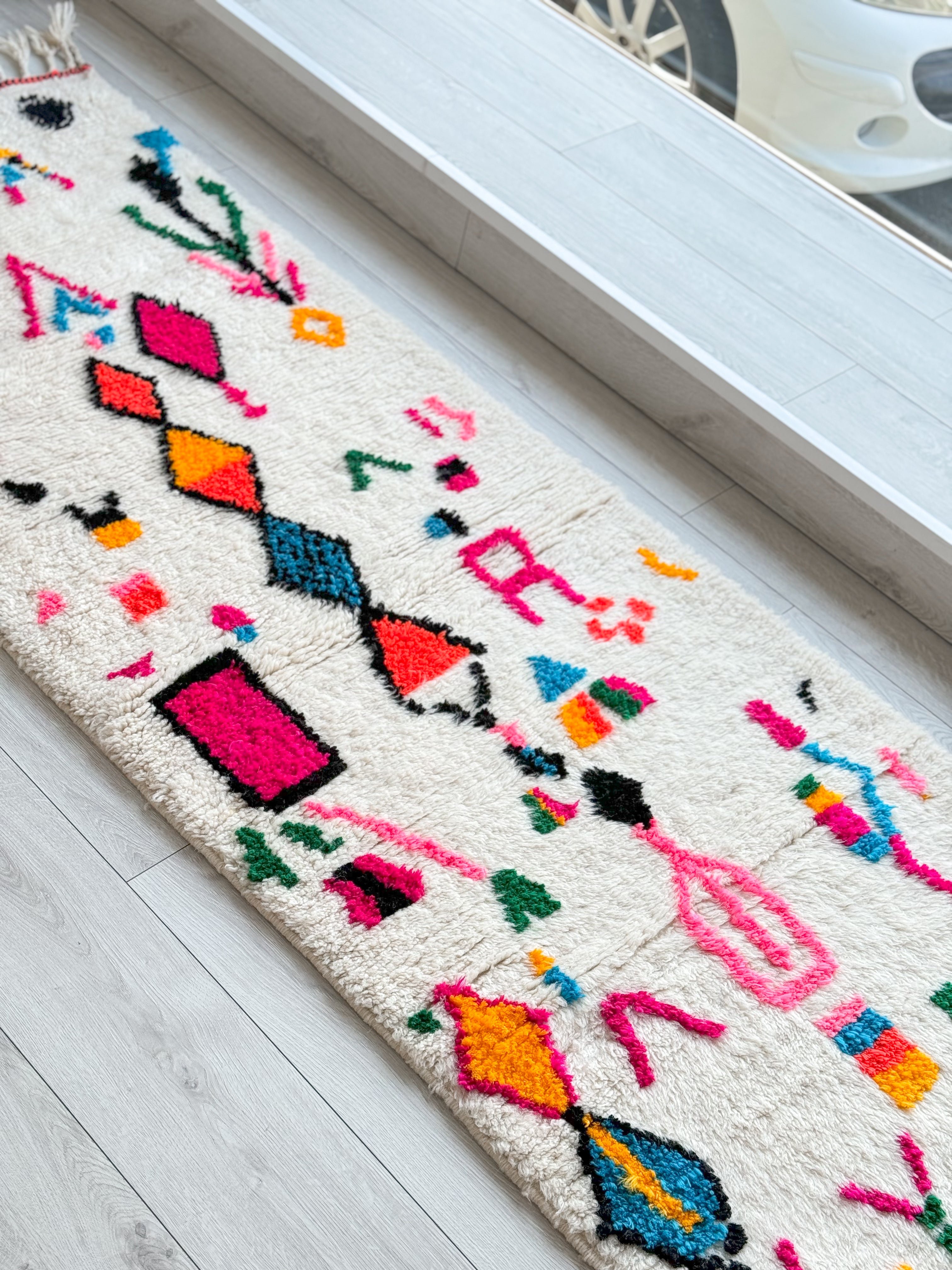 Colorful Berber hallway rug 90 x 260 cm - n°862