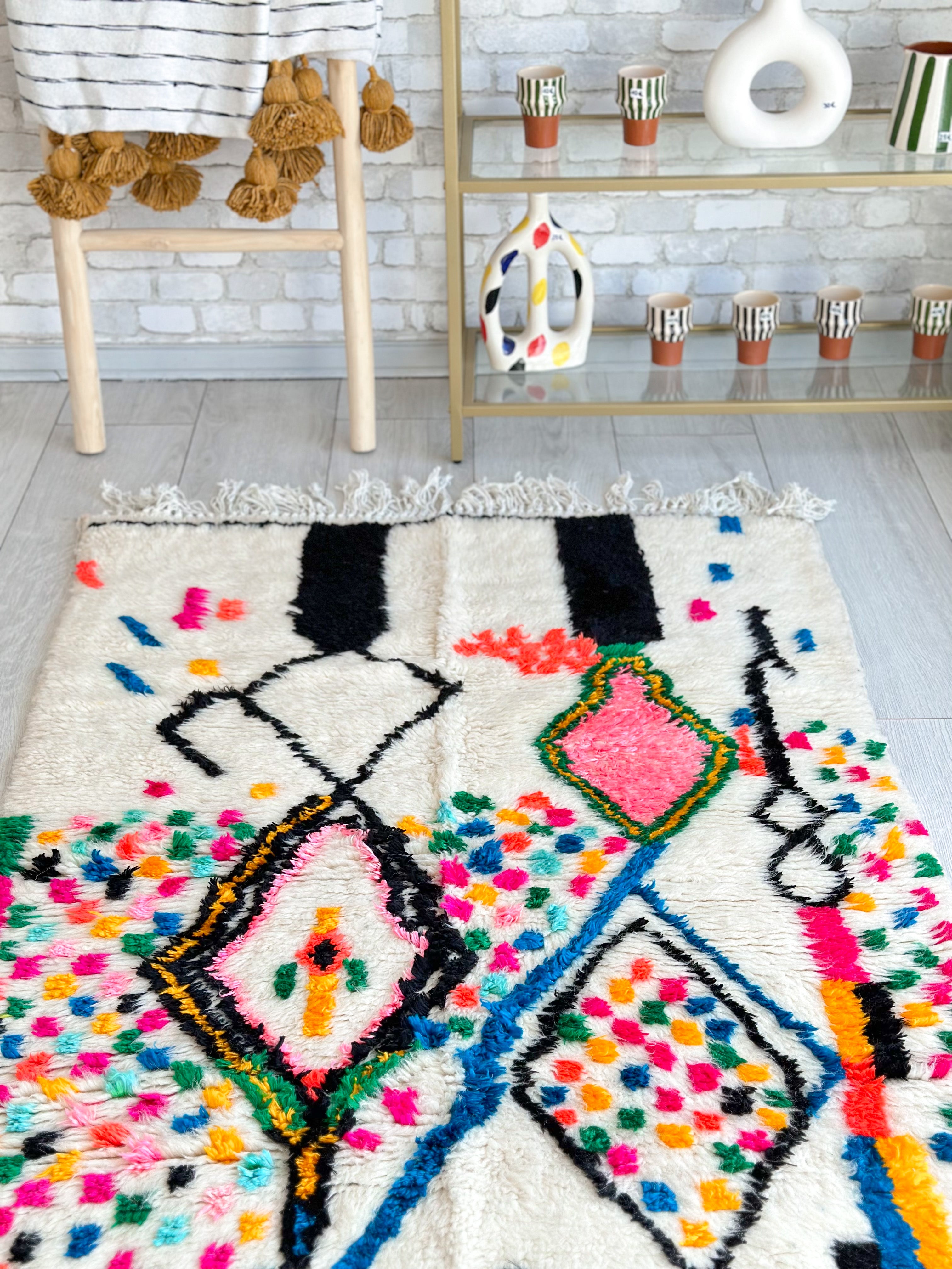 Tapis berbère coloré 98 x 160 cm - n°657