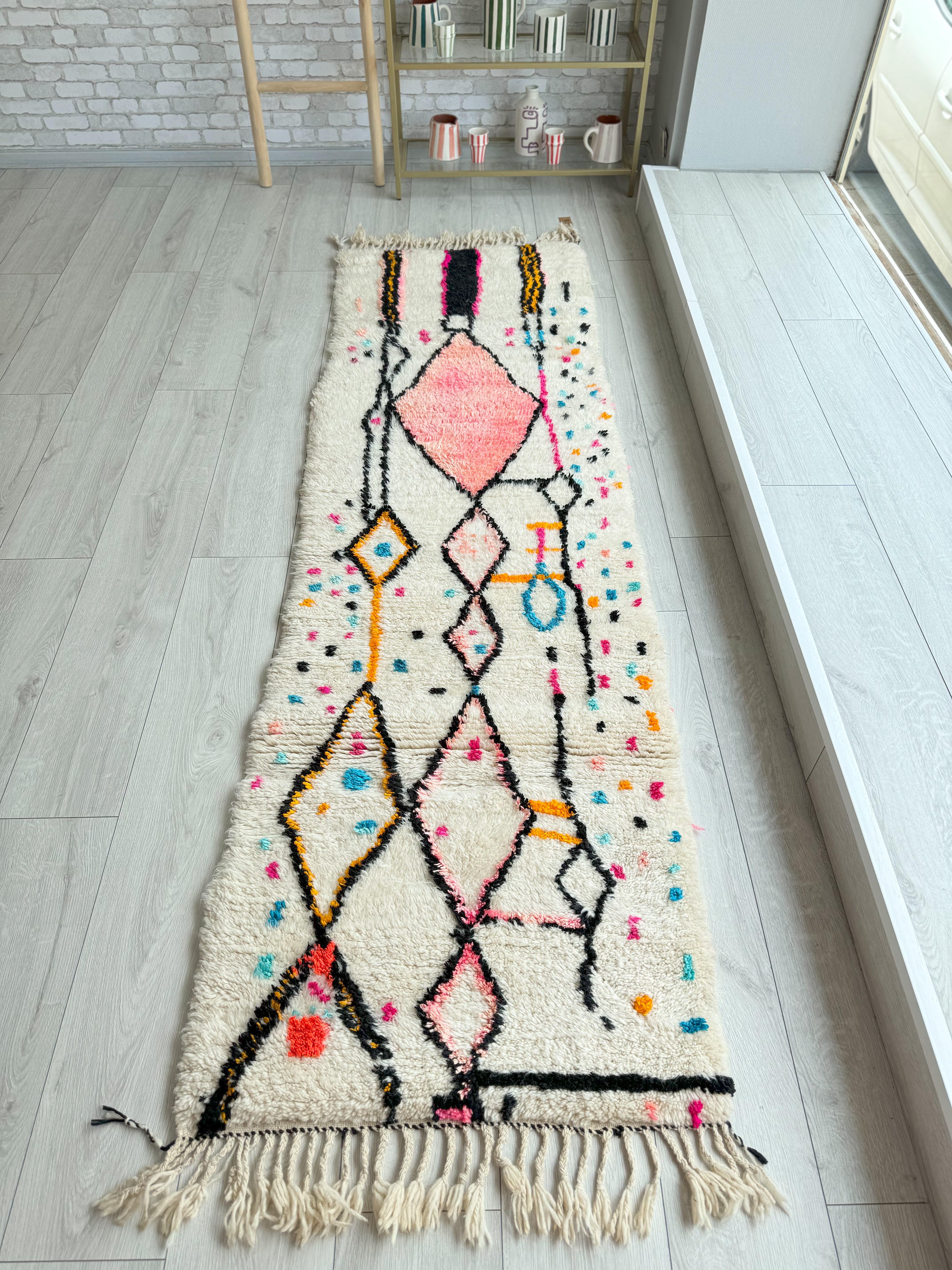 Tapis berbère de couloir coloré 78 x 262 cm - n°1218