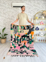Old colorful Berber rug 102 x 155 cm - n°647