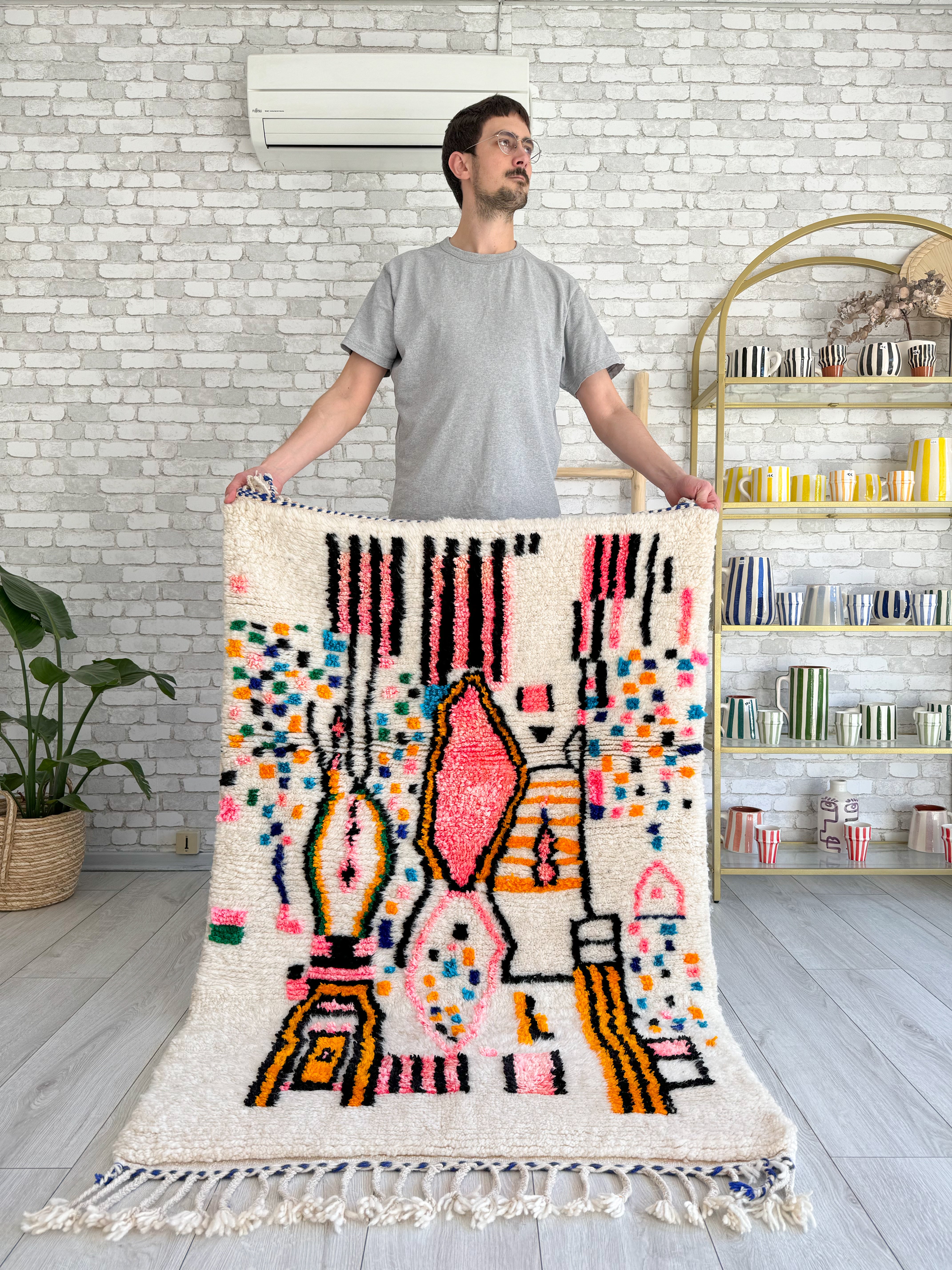 Tapis berbère coloré 97 x 160 cm - n°955