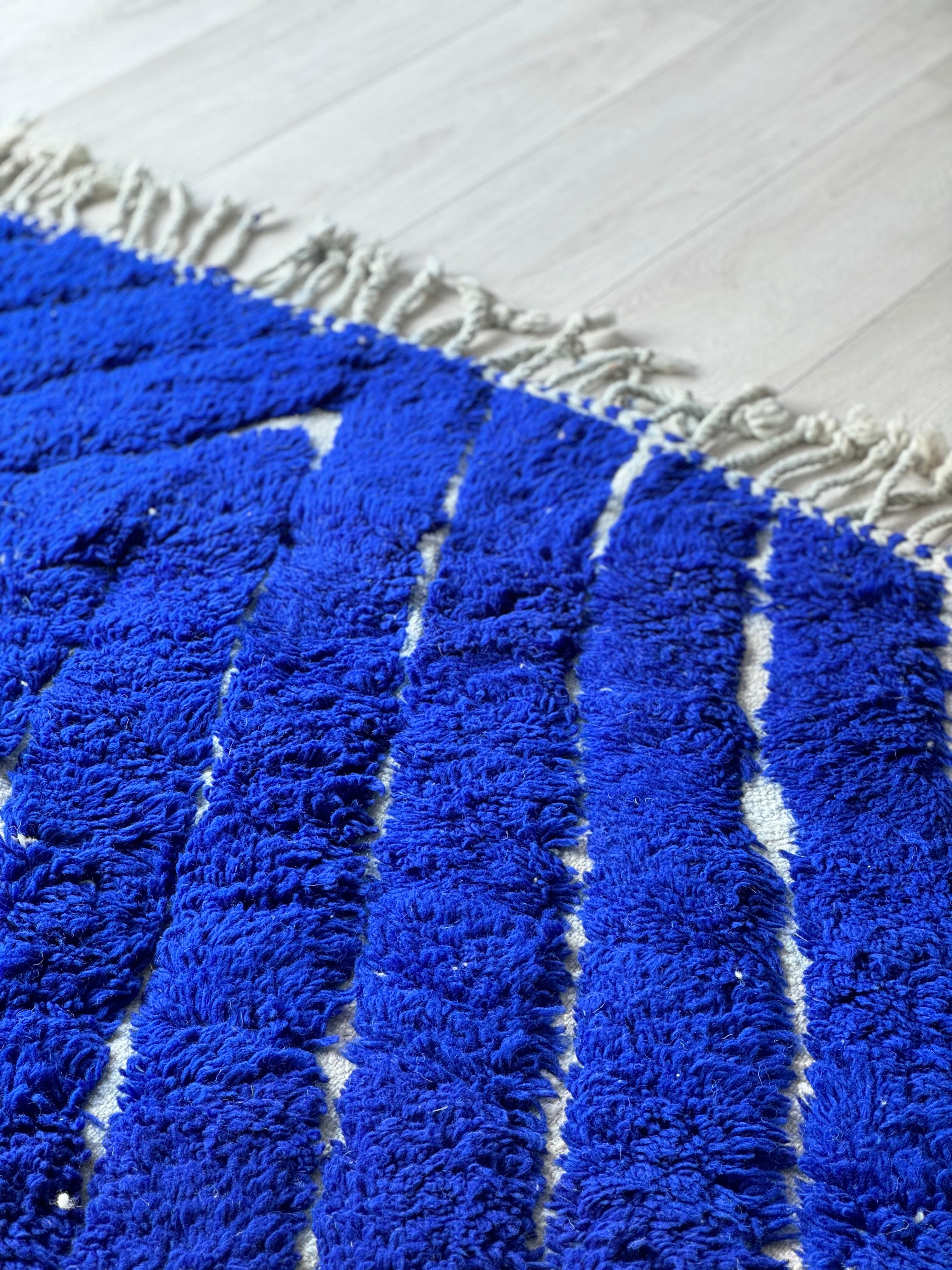 Majorelle Blue Beni Ourain Rug 203 x 273 cm / 6.7 x 9.0 ft - n°1183