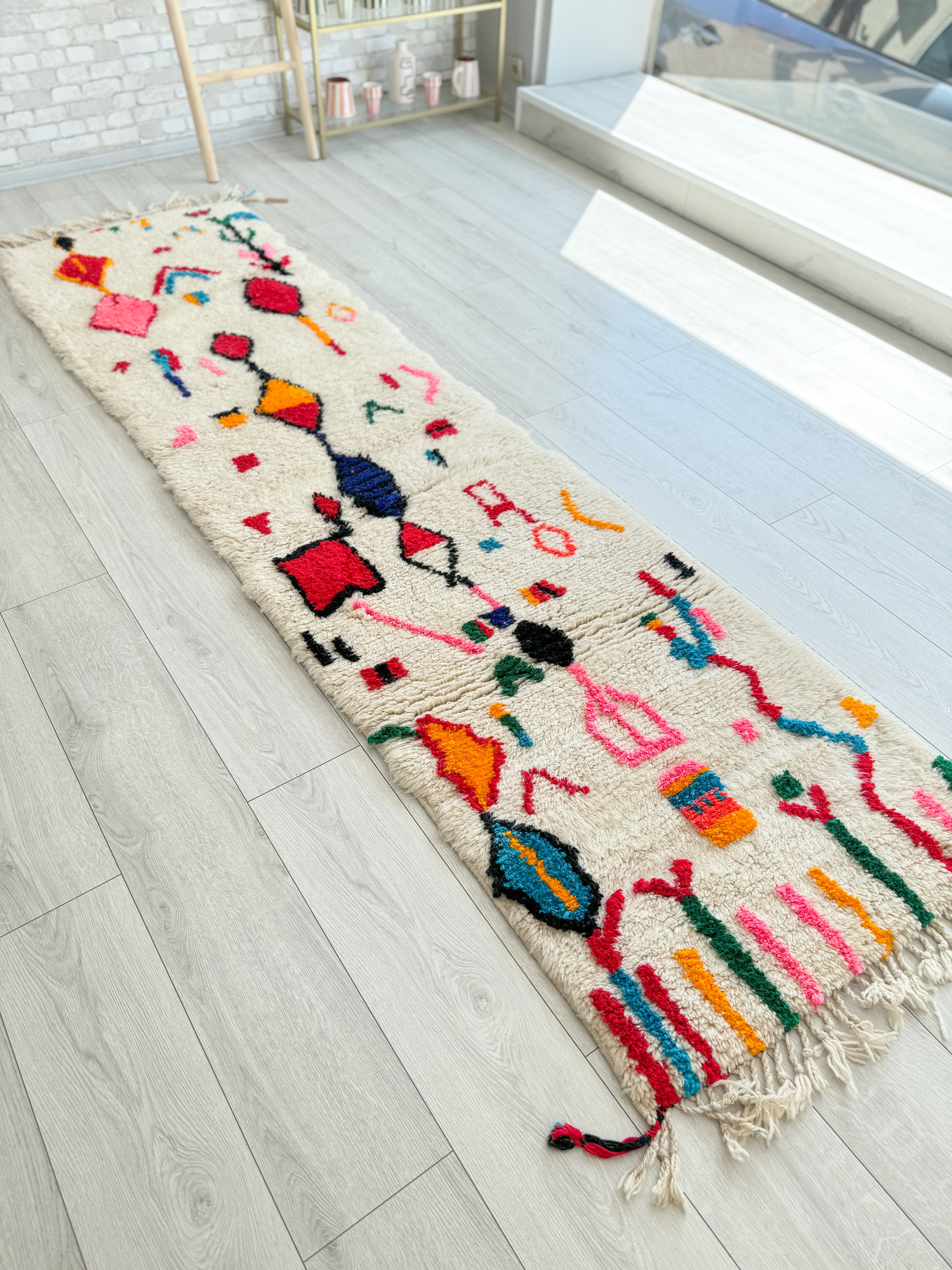 Tapis berbère de couloir coloré 80 x 312 cm - n°1222