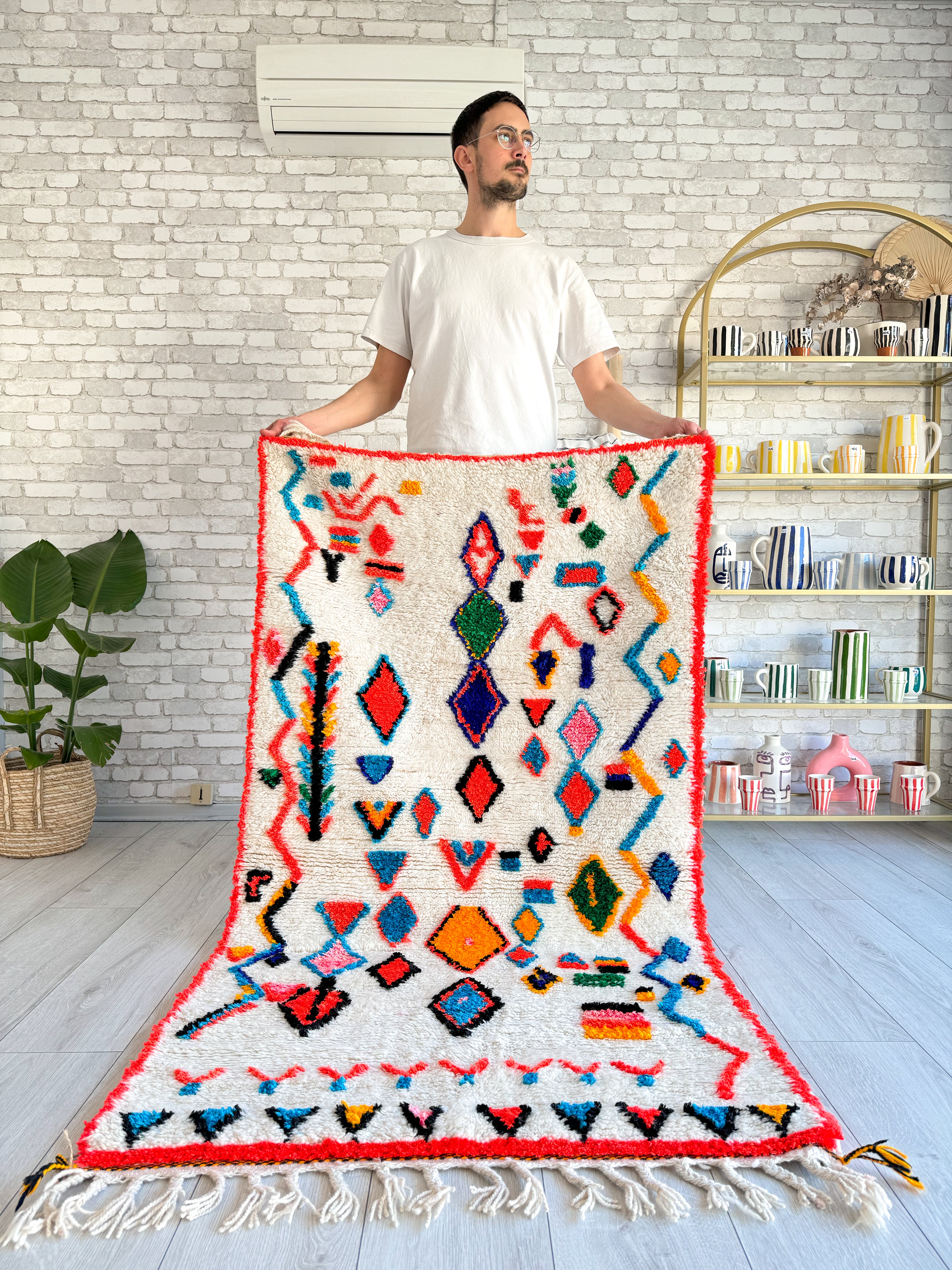 Colorful Berber rug 100 x 198 cm - n°847