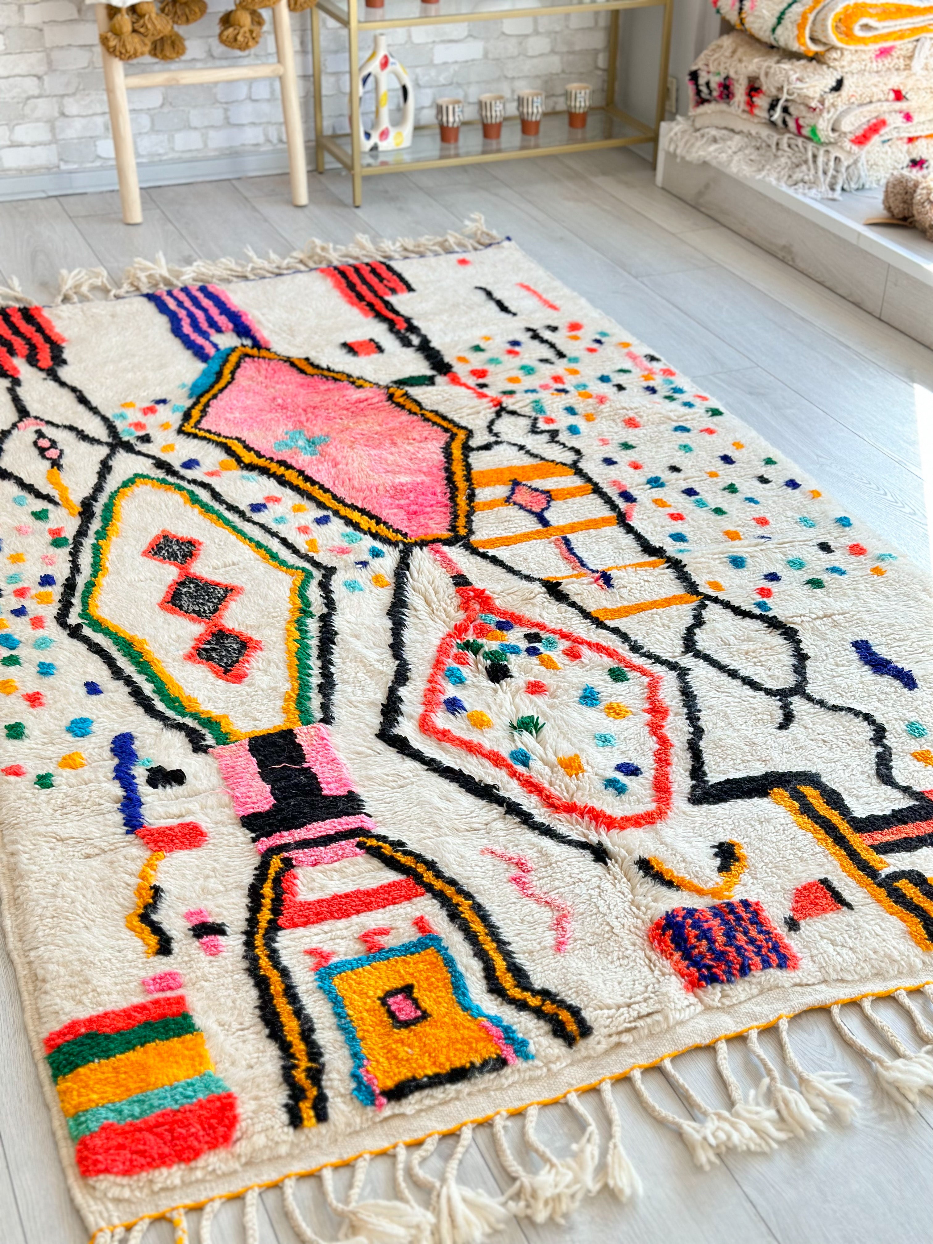 Colorful Berber rug 145 x 267 cm - n°619