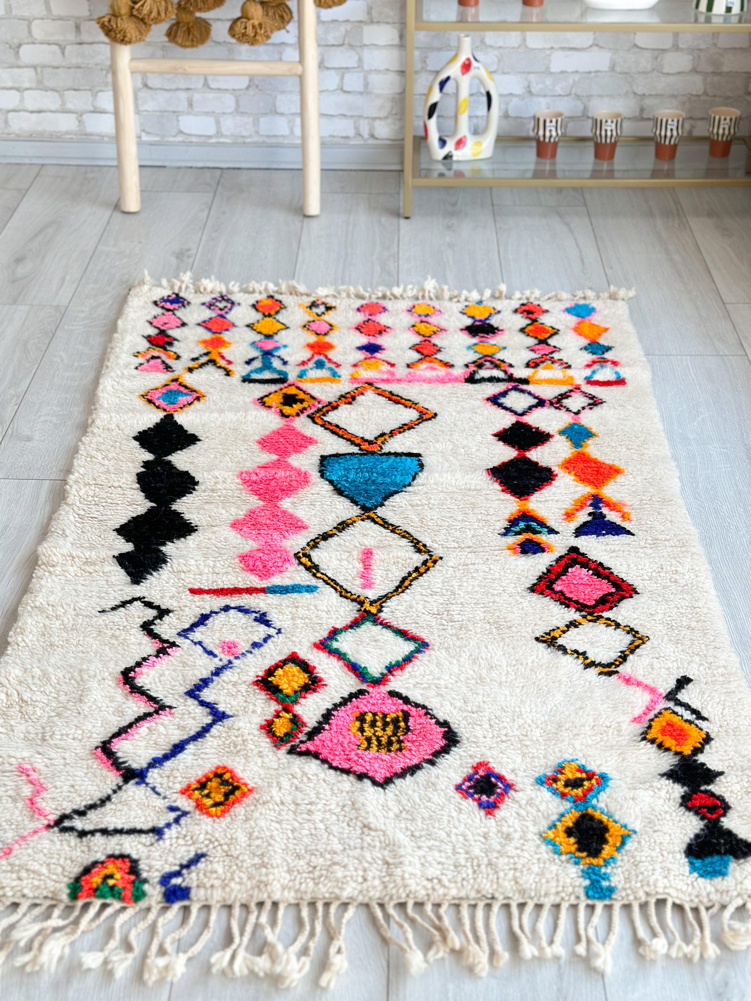 Colorful Berber rug 94 x 163 cm - n°639