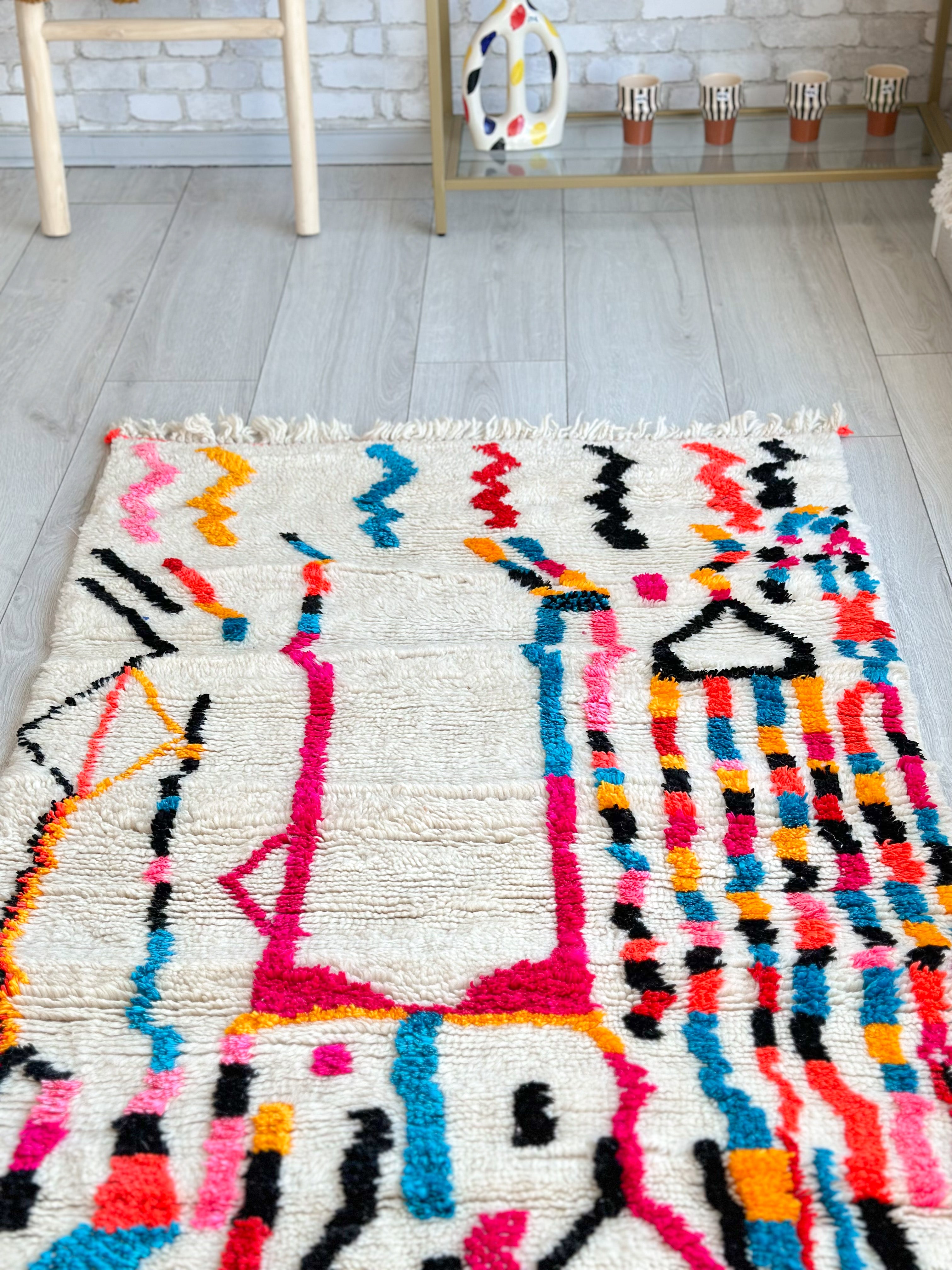 Colorful Berber rug 91 x 155 cm - n°641