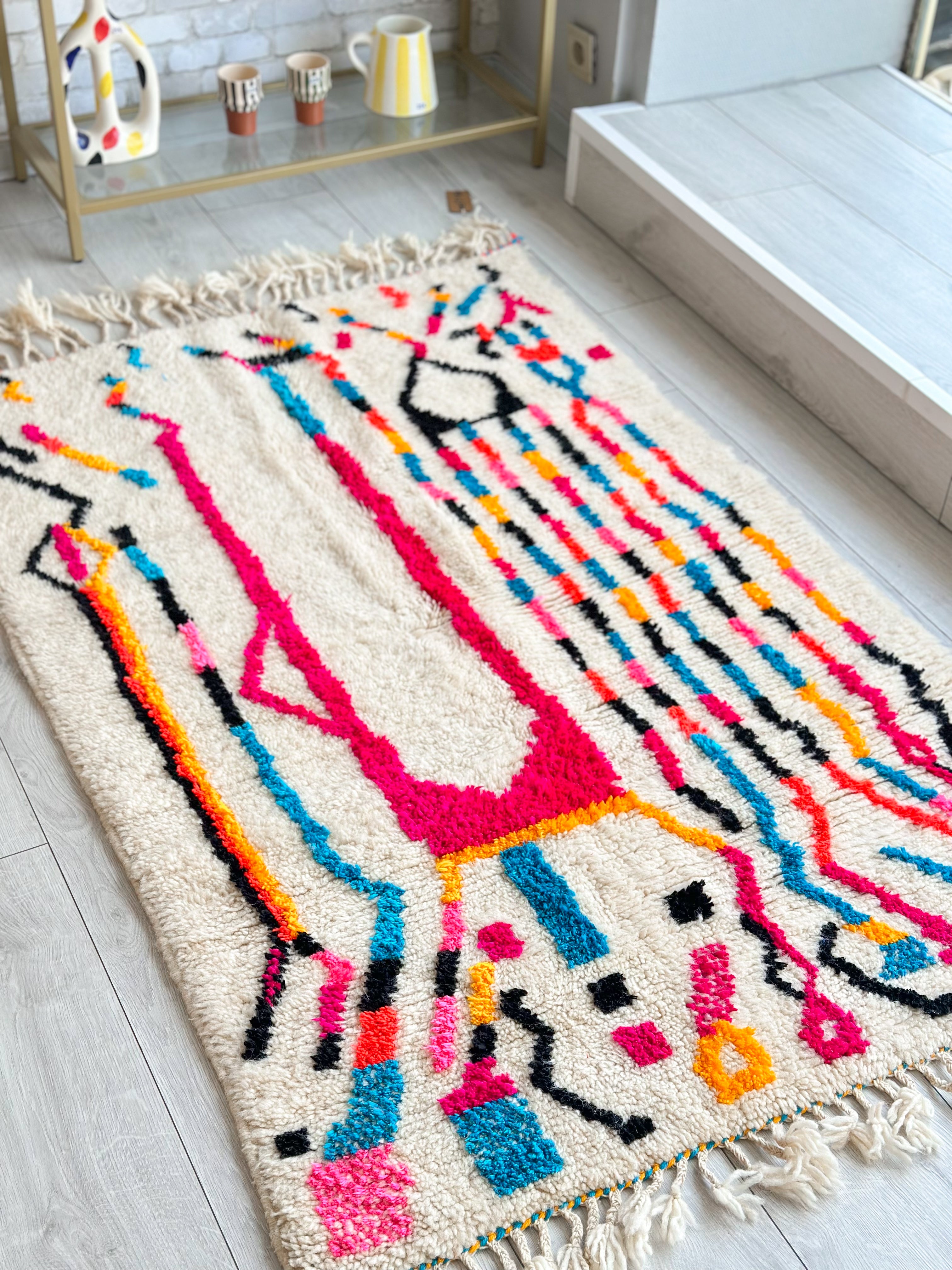 Tapis berbère coloré 98 x 167 cm - n°722