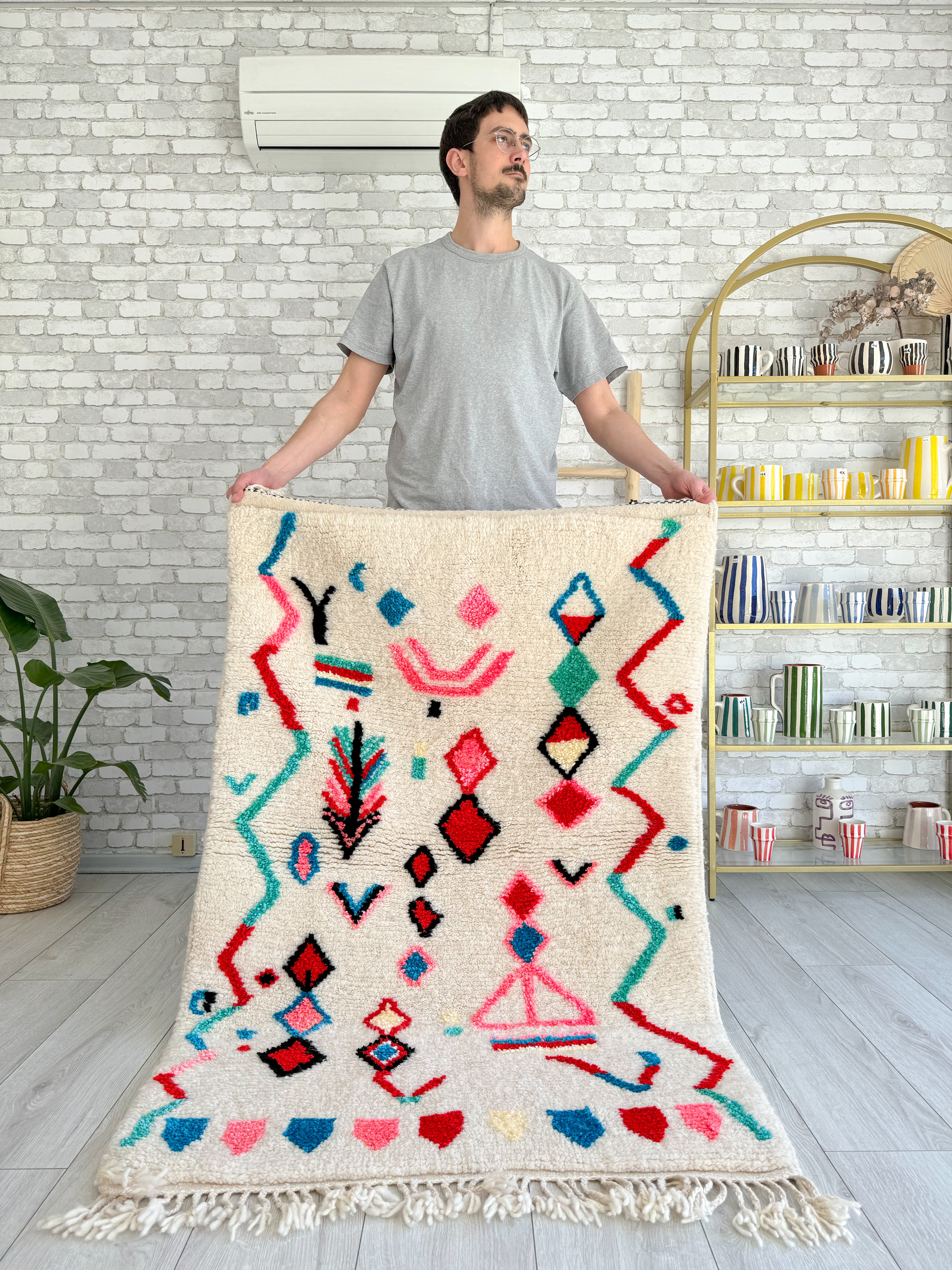 Colorful Berber rug 100 x 157 cm - n°957