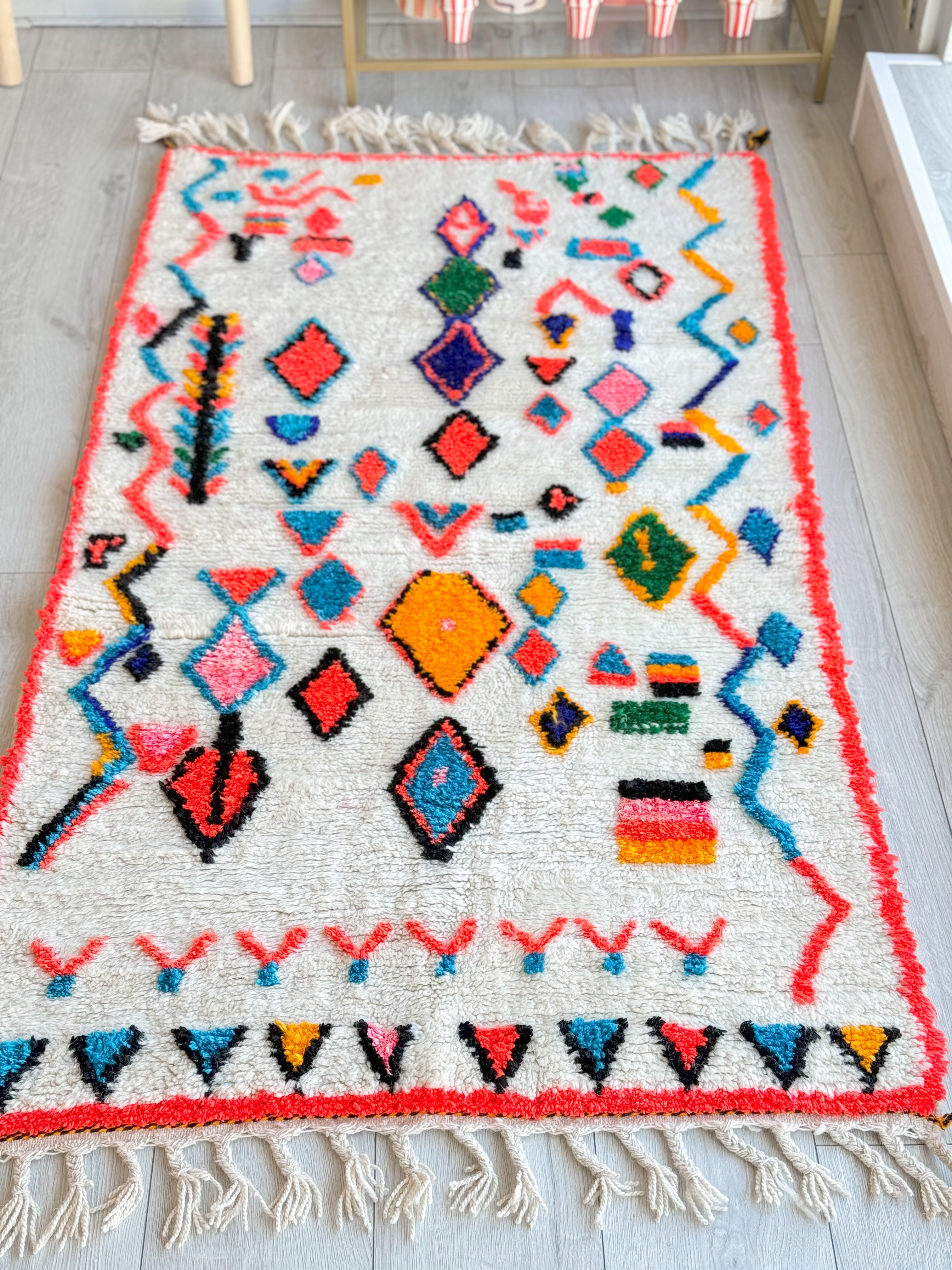 Colorful Berber rug 100 x 198 cm - n°847