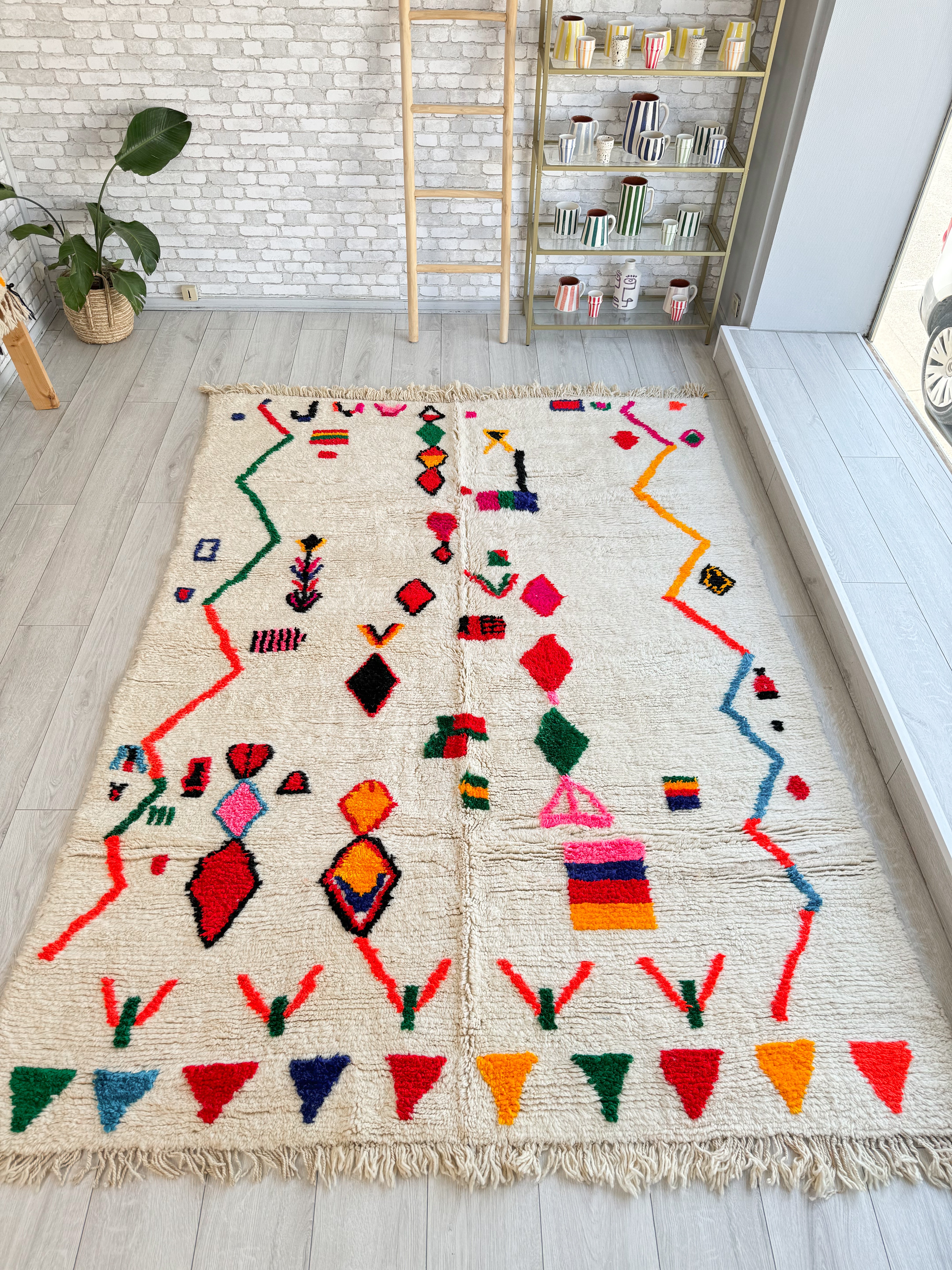 Colorful Berber Rug 199 x 280 cm / 6.5 x 9.2 ft - n°1366