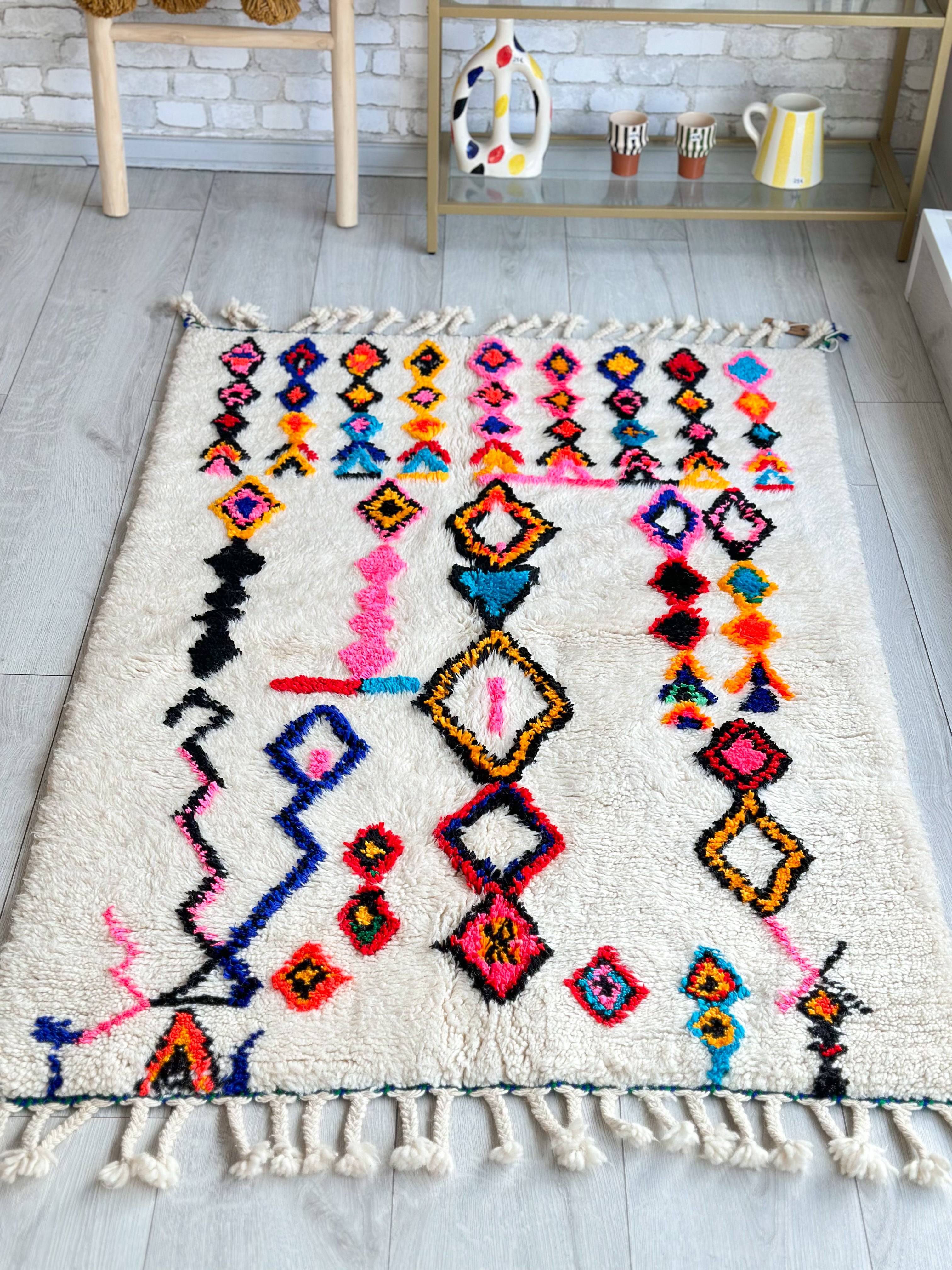 Tapis berbère coloré 100 x 155 cm - n°715