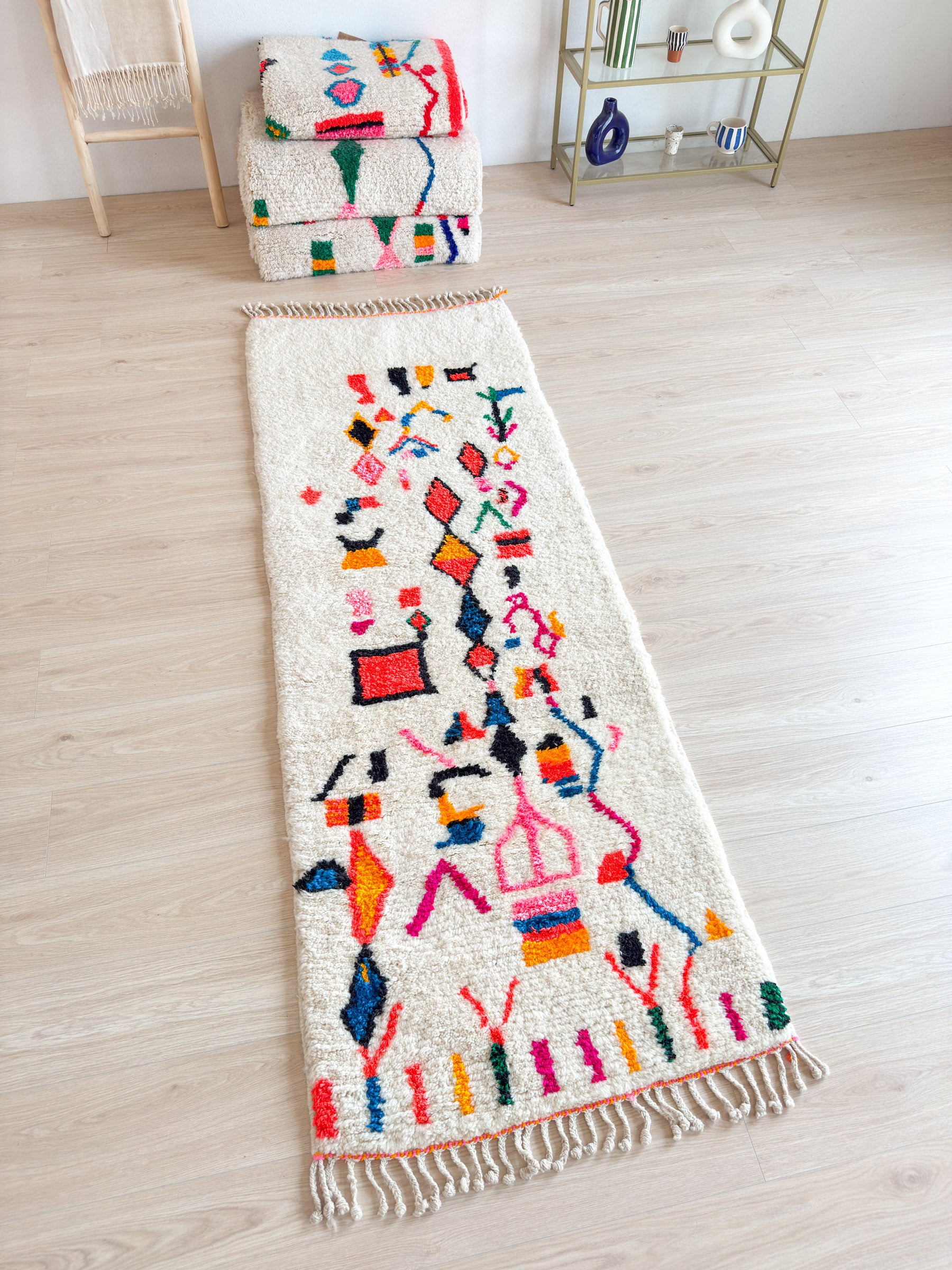 Colorful Berber runner rug 87 x 253 cm - no. 1942