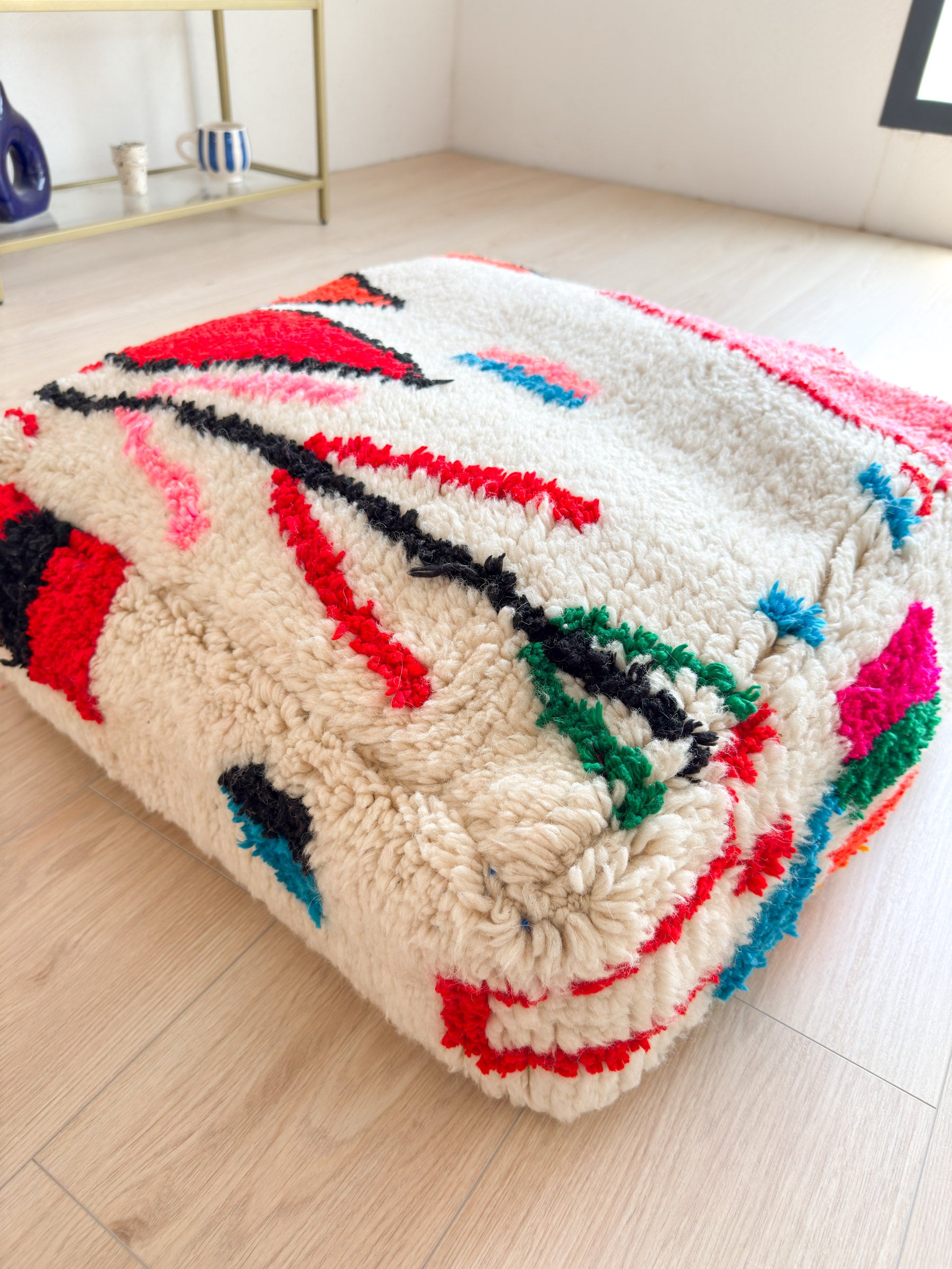 Marokkanischer Pouf, bunter Berber-Pouf - 60 x 60 cm - Nr. 23
