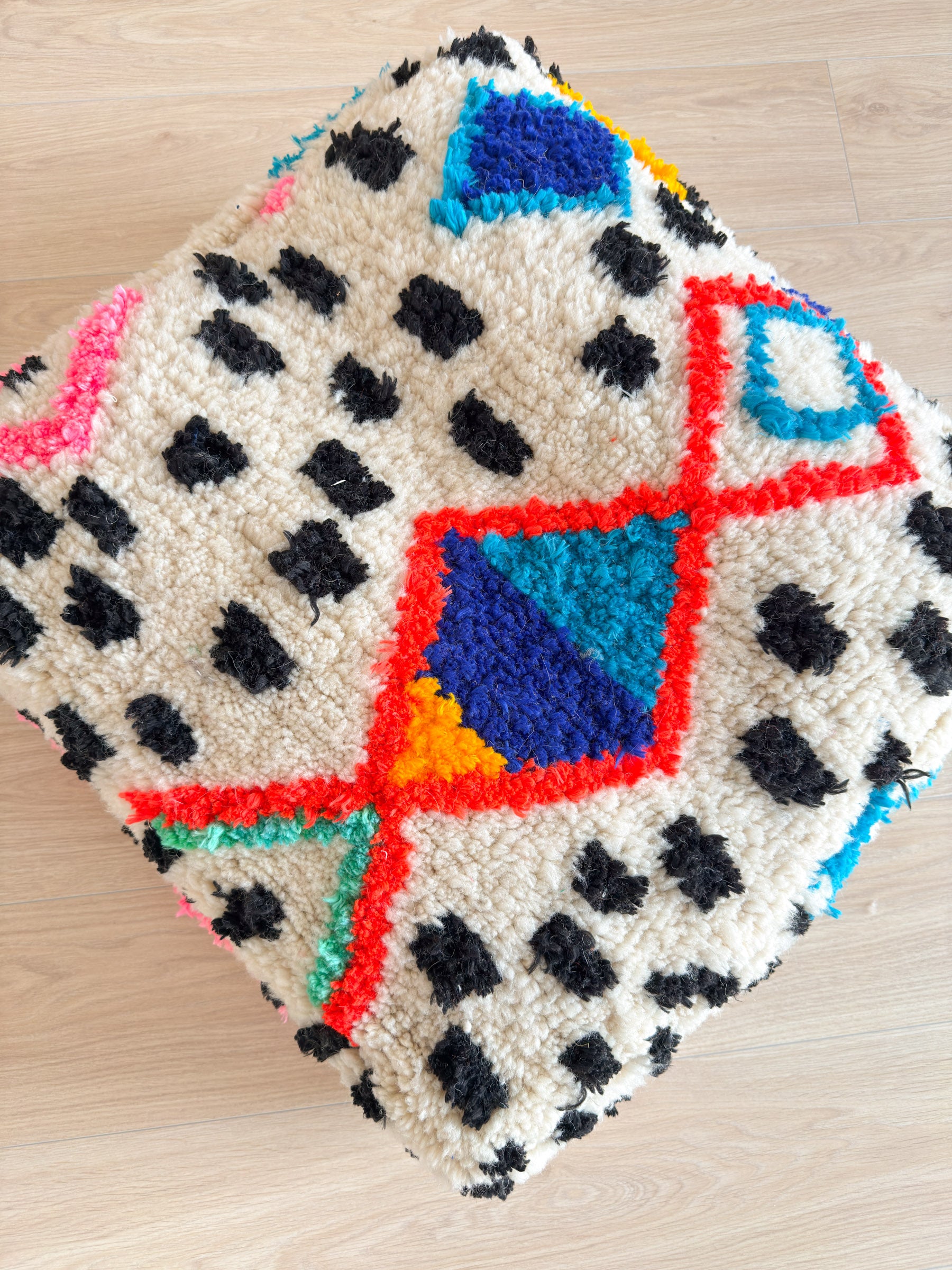 Moroccan Pouf, Colorful Berber Pouf - 60 x 60 cm